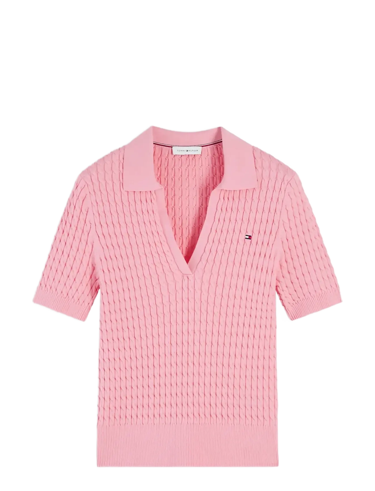 Tommy Hilfiger COTTON CABLE FINE GG SS POLO - Summer in the city - CARNATION PINK / pink/rose