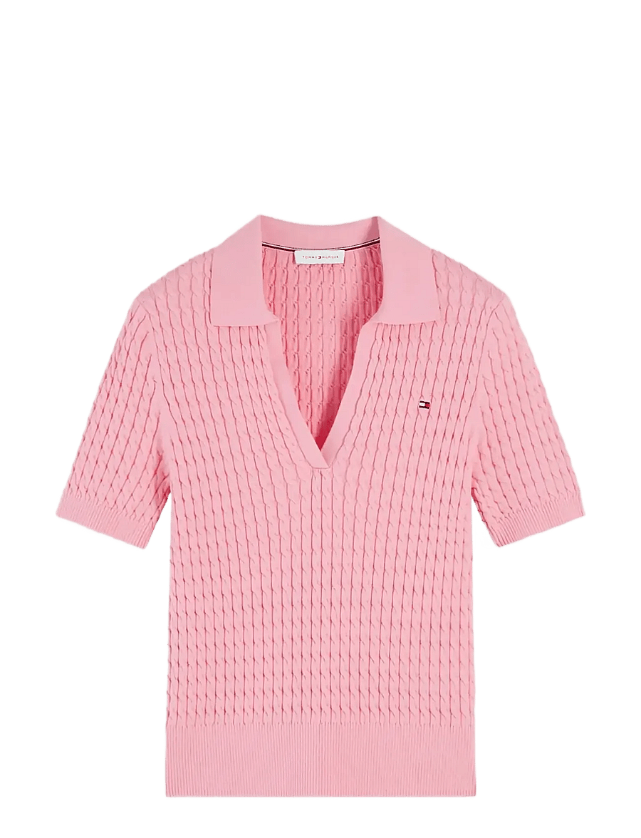 Tommy Hilfiger - COTTON CABLE FINE GG SS POLO - polo shirts - carnation pink - 1