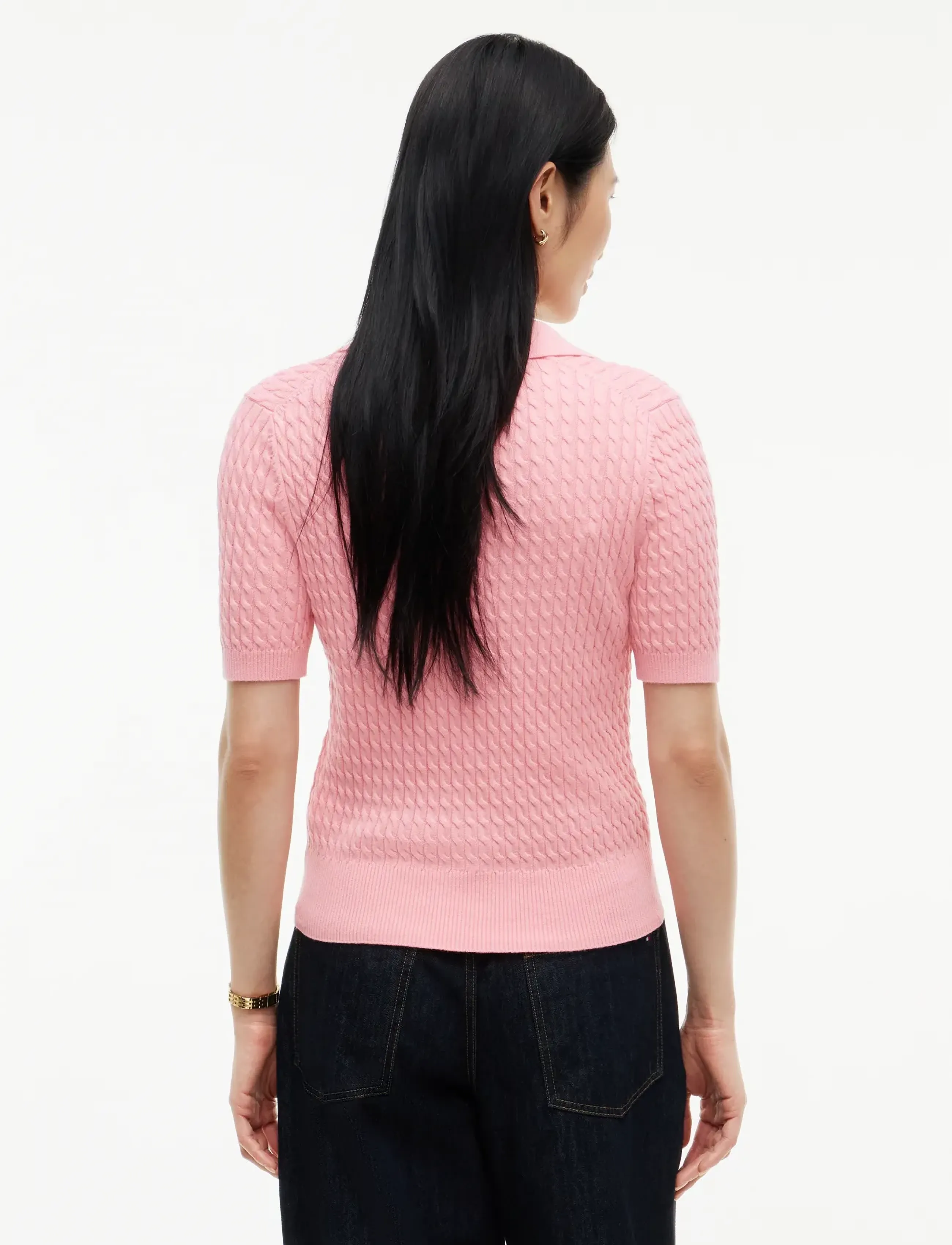 Tommy Hilfiger - COTTON CABLE FINE GG SS POLO - polo shirts - carnation pink - 2