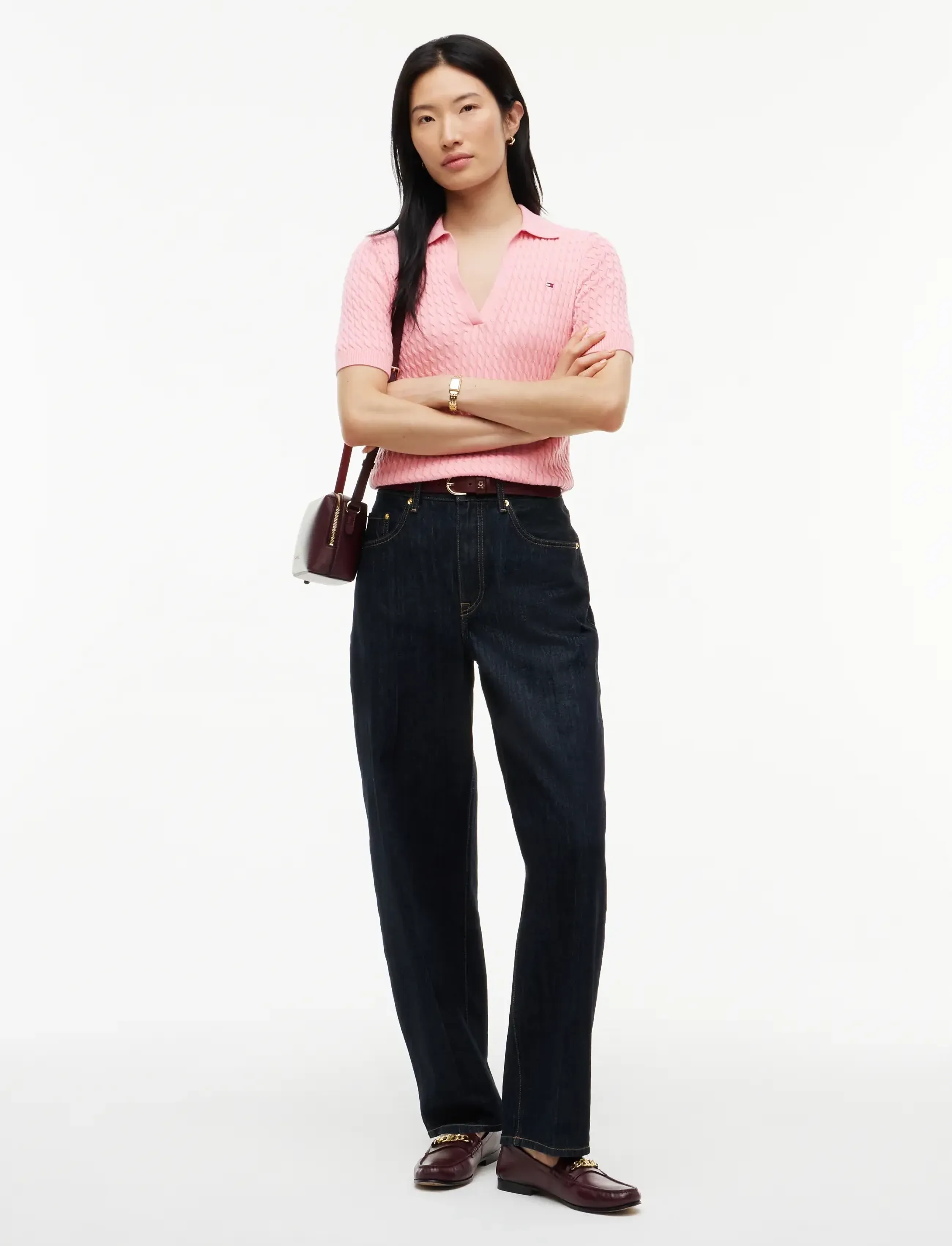 Tommy Hilfiger - COTTON CABLE FINE GG SS POLO - polo shirts - carnation pink - 4