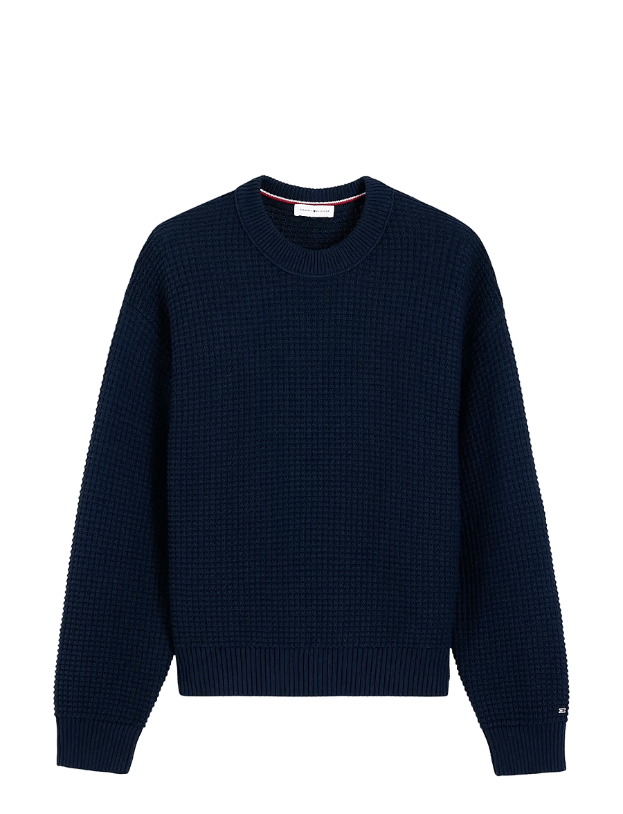 Tommy Hilfiger - COTTON WAFFLE C-NK SWT - stickade tröjor - dark blue - 1