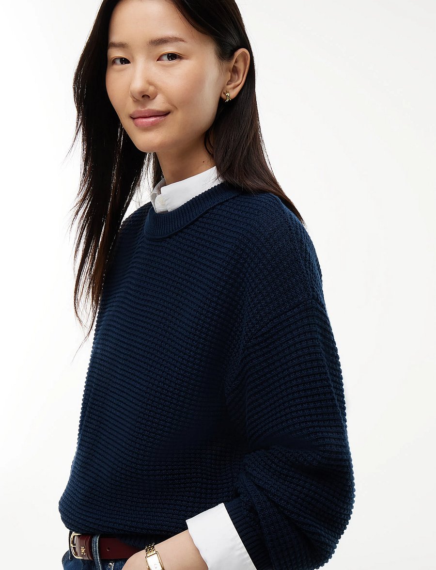 Tommy Hilfiger - COTTON WAFFLE C-NK SWT - stickade tröjor - dark blue - 3