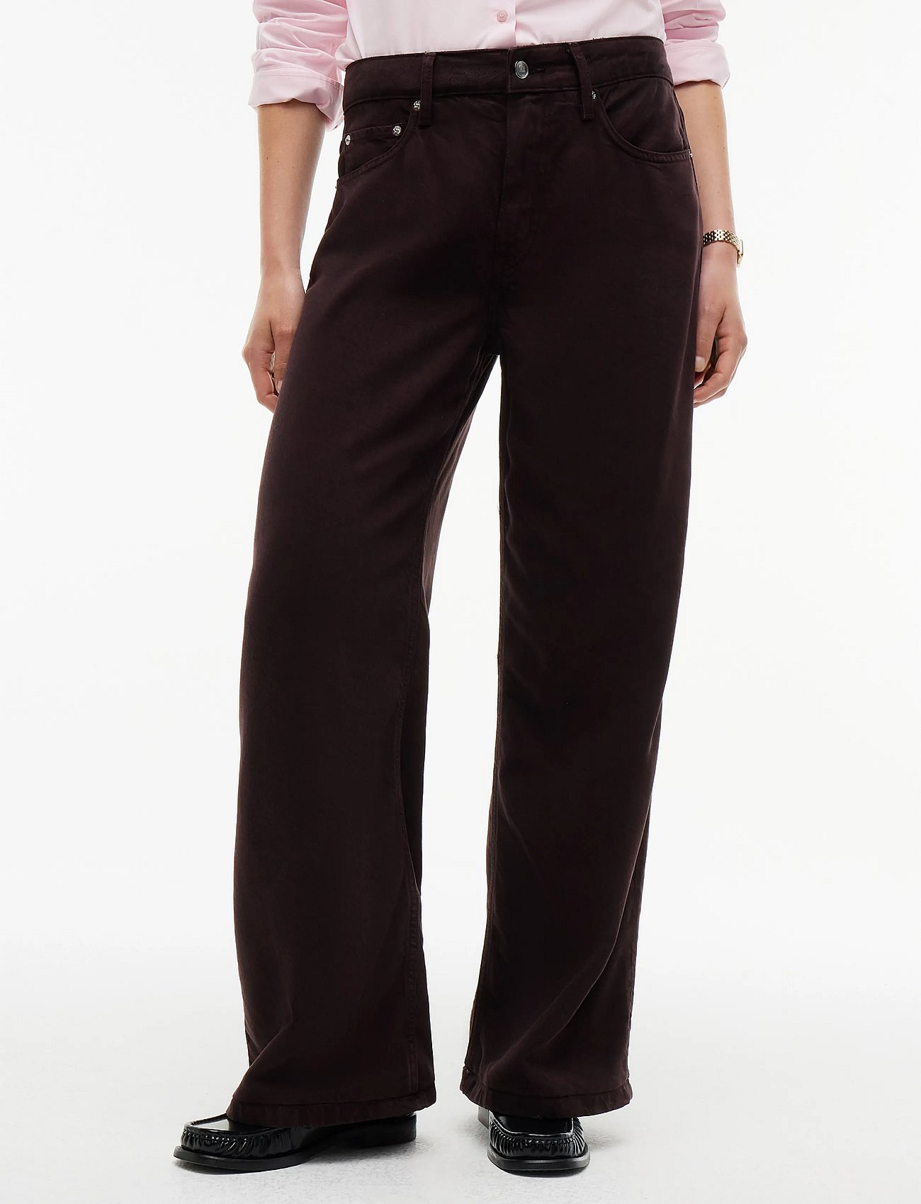 NOLA LOW RISE WIDE STRGHT CLR - CHOCOLATE