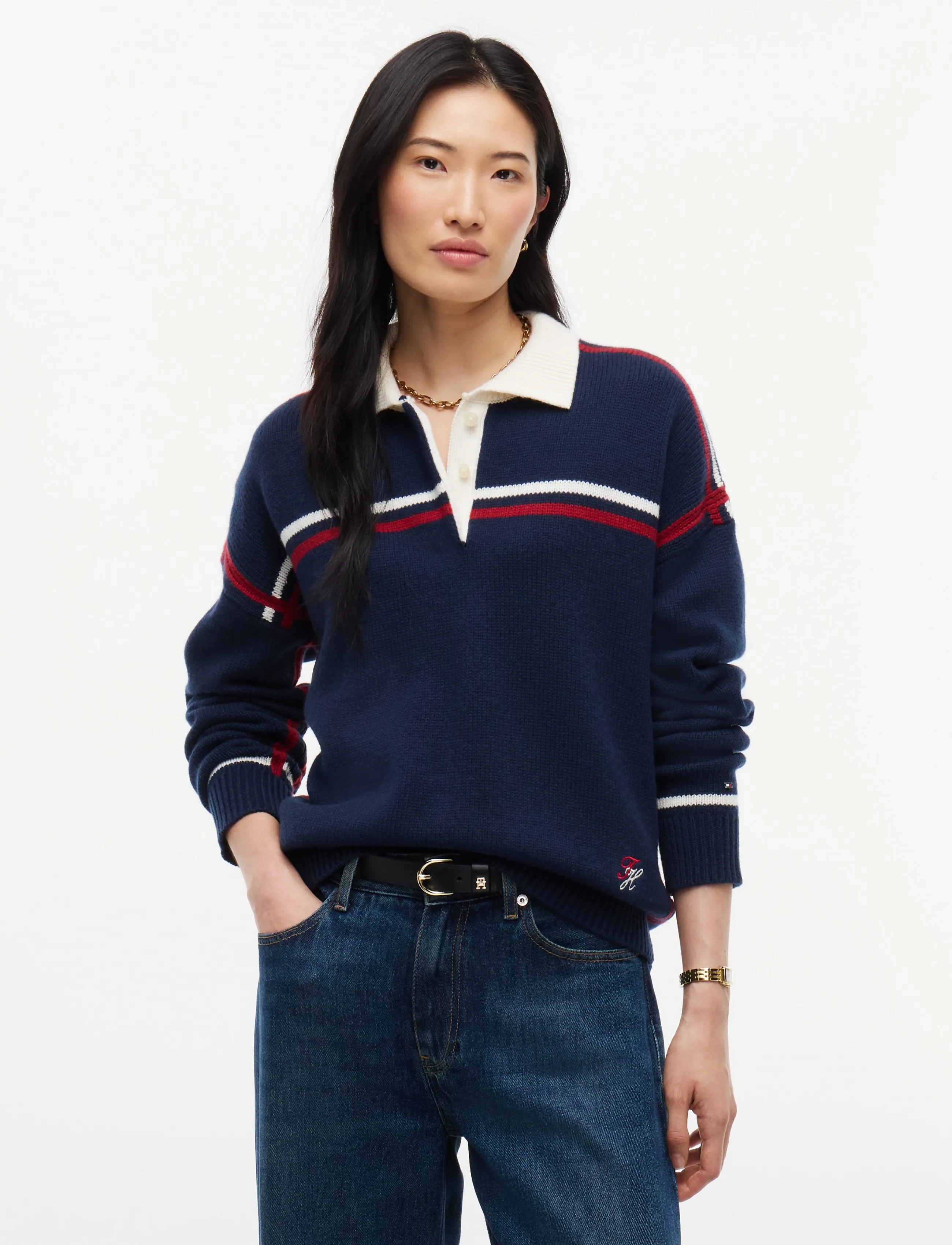 Tommy Hilfiger RWB POLO BOXY FIT SWT - Tommy Hilfiger - DARK BLUE / navy