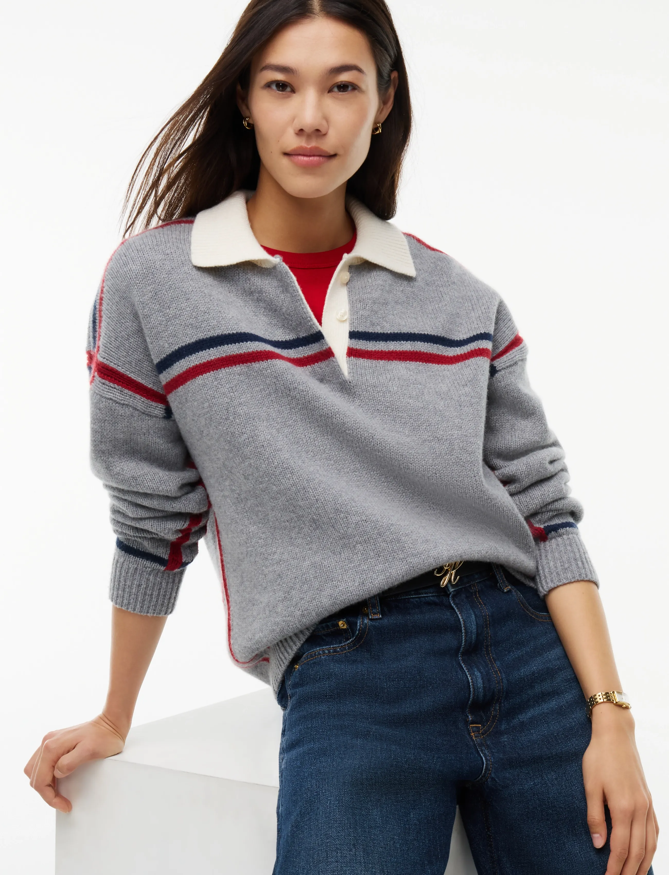 TOMMY HILFIGER Rwb Polo Boxy Fit Swt blusar dam – bild 6
