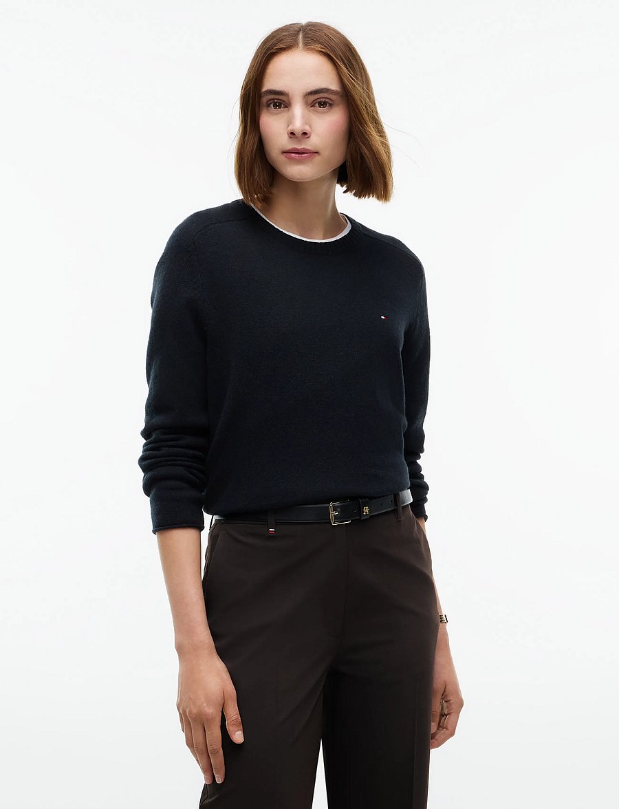 Tommy Hilfiger - C-NK SOFT WOOL JERSEY SLM SWT - striktrøjer - black - 0