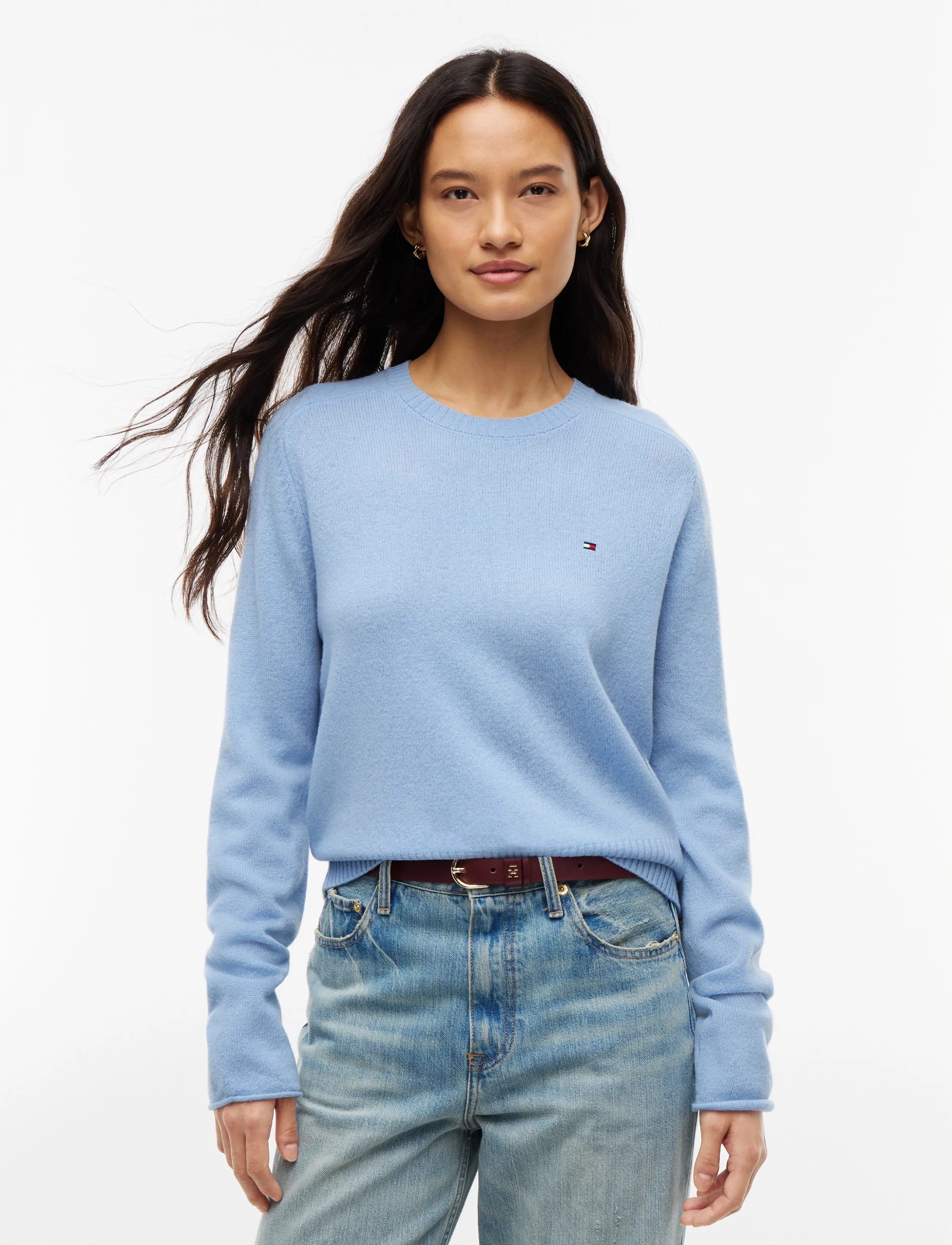 Tommy Hilfiger - C-NK SOFT WOOL JERSEY SLM SWT - kampsunid - faded light blue - 0