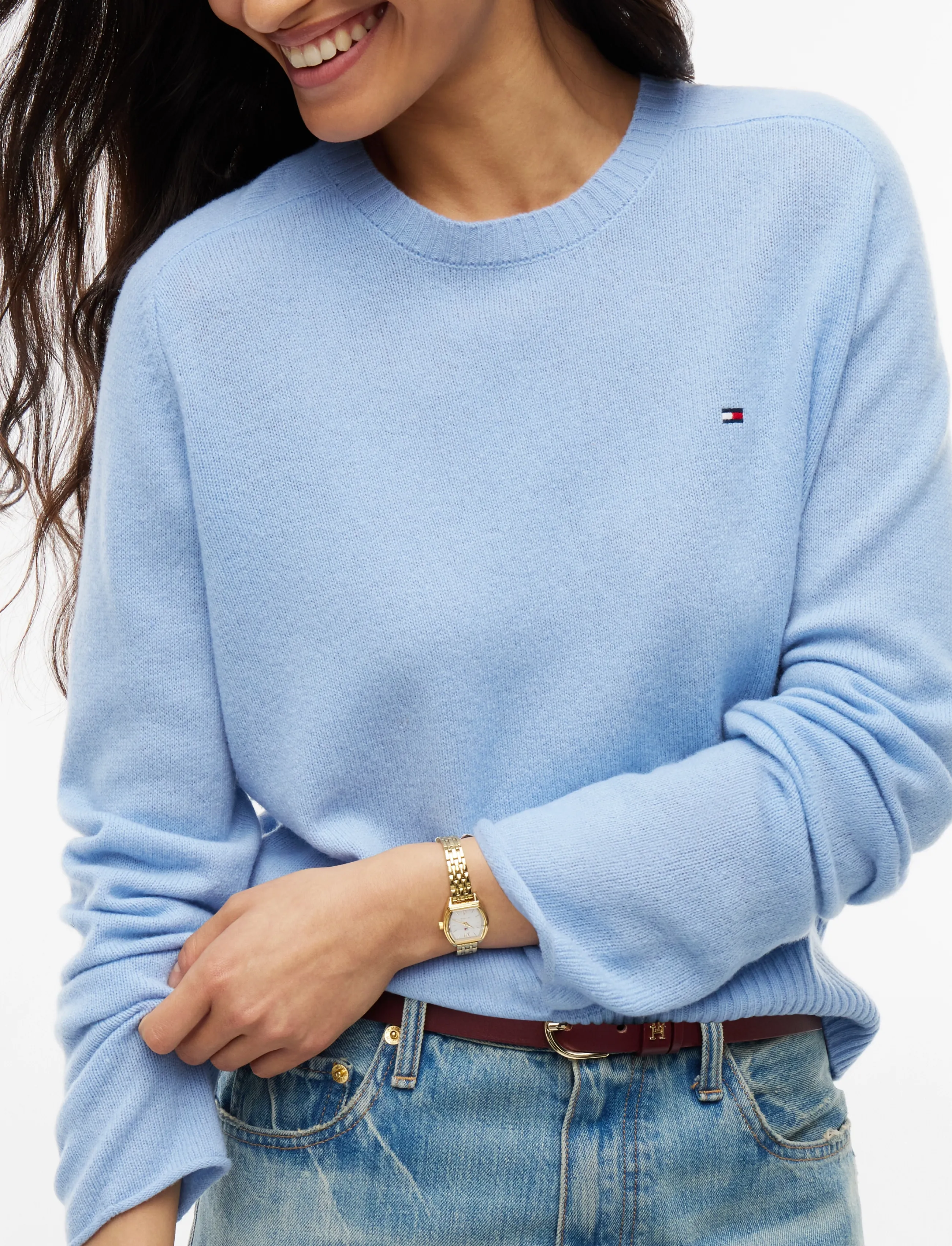 Tommy Hilfiger - C-NK SOFT WOOL JERSEY SLM SWT - kampsunid - faded light blue - 3
