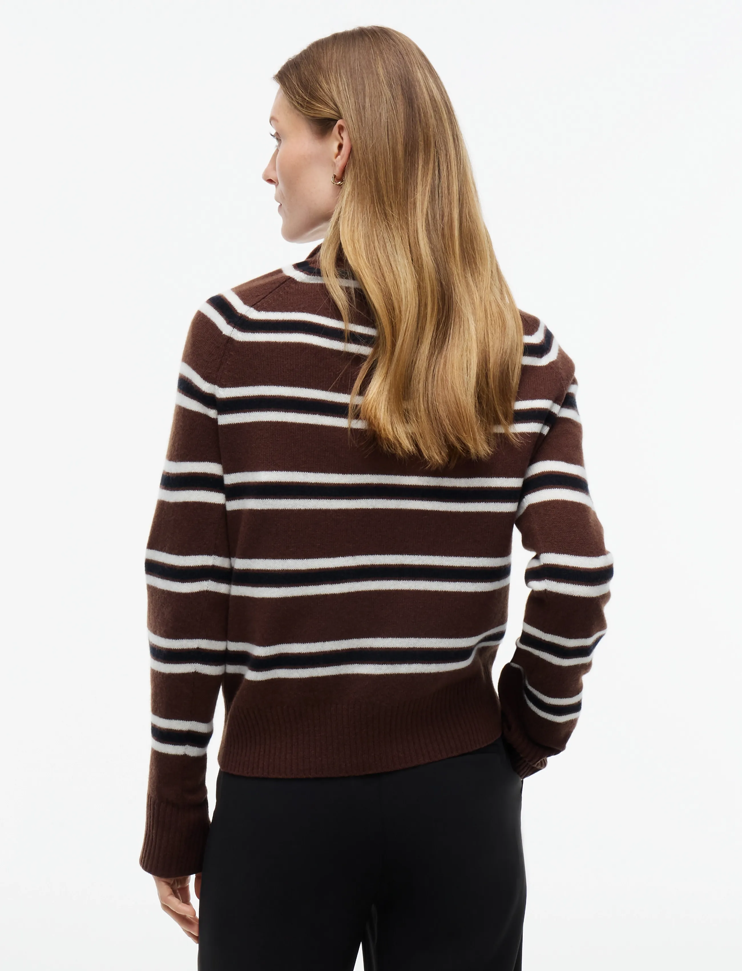 Tommy Hilfiger - SOFT WOOL JERSEY REG ZIP SWT - lewis stp legacy brown   ecru - 2