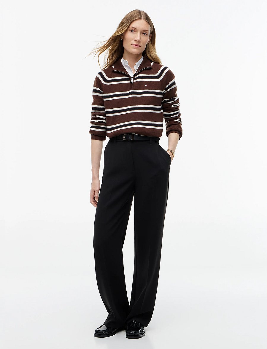 Tommy Hilfiger - SOFT WOOL JERSEY REG ZIP SWT - lewis stp legacy brown ecru - 4