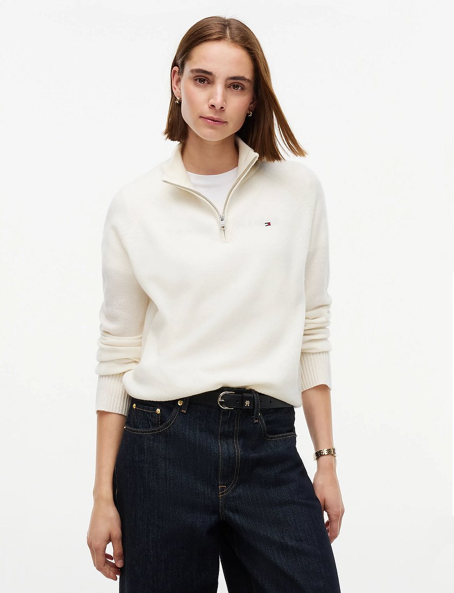 Tommy Hilfiger - SOFT WOOL JERSEY REG ZIP SWT - pullover - ivory petal - 0