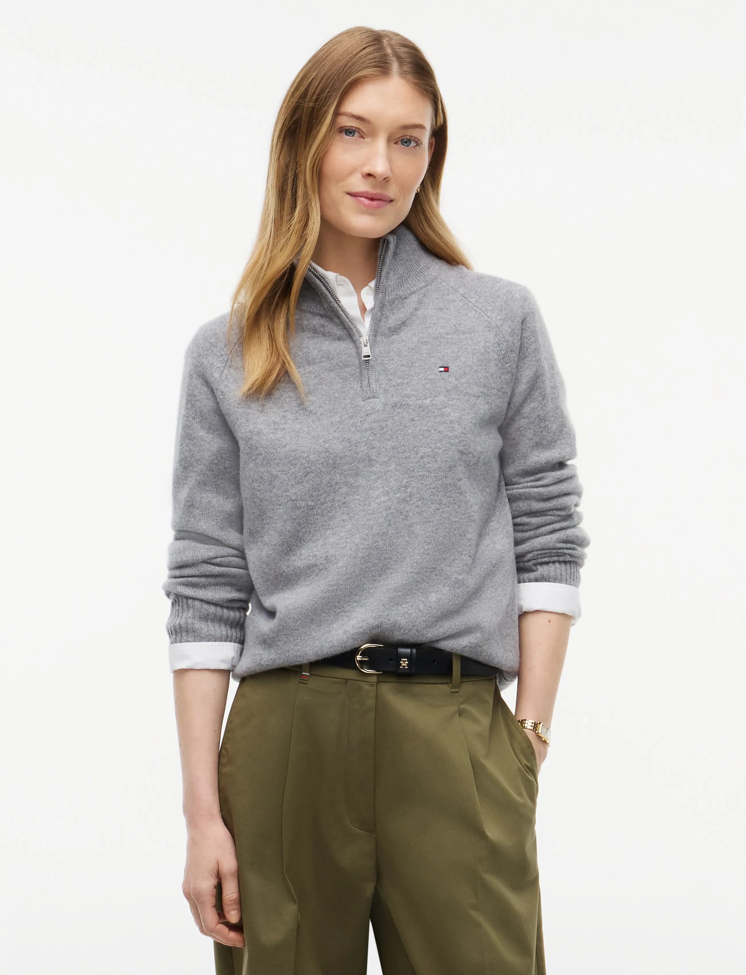 Tommy Hilfiger - SOFT WOOL JERSEY REG ZIP SWT - pullover - medium grey heather - 0