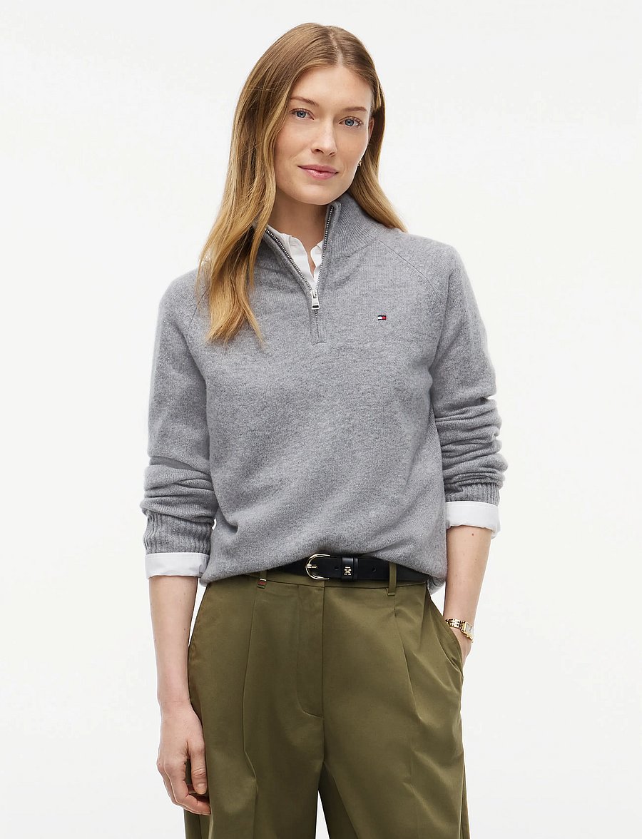 Tommy Hilfiger - SOFT WOOL JERSEY REG ZIP SWT - pullover - medium grey heather - 0