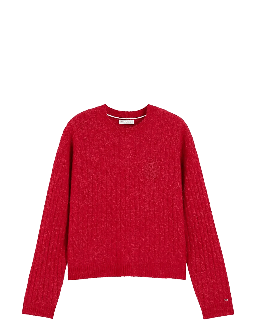 Tommy Hilfiger - GIFTING CABLE SWT TONAL CREST - jumpers - medium red - 0