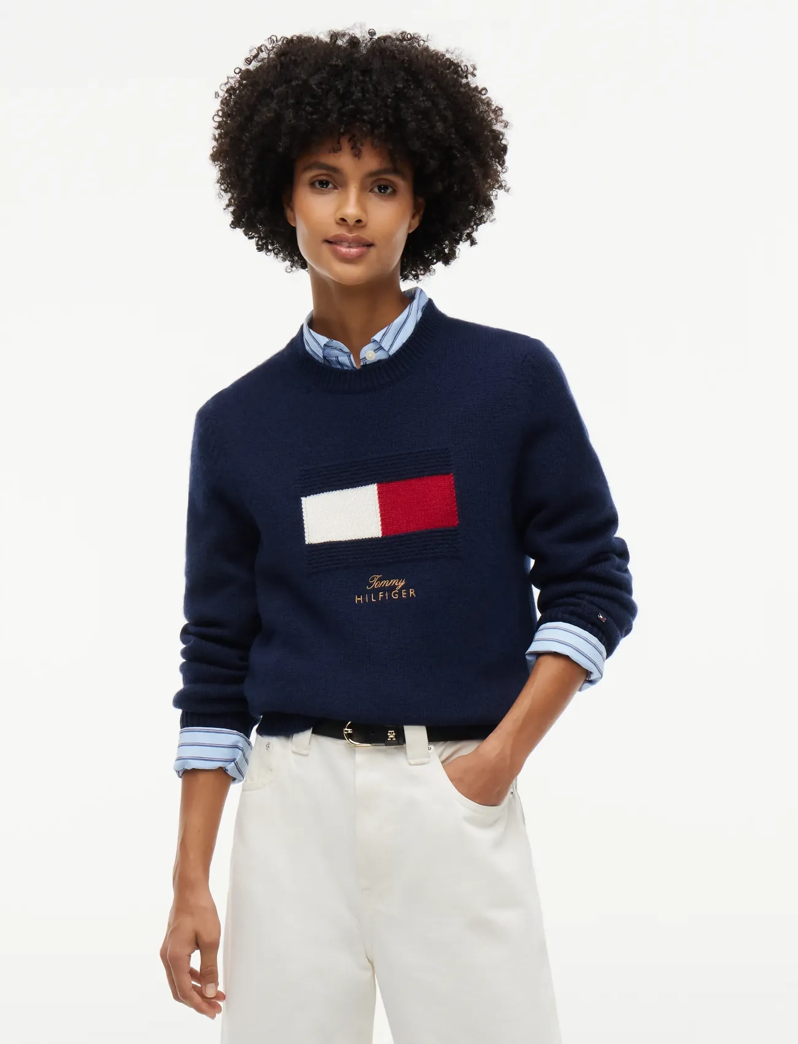 Tommy Hilfiger - GIFTING BRANDED FLAG C-NK SWT - kashmir - dark blue - 0
