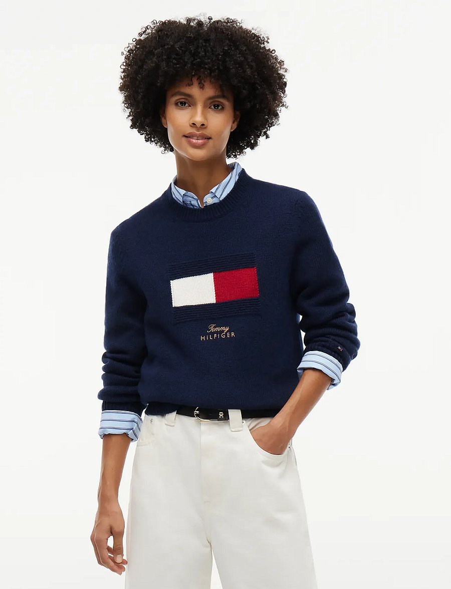 Tommy Hilfiger - GIFTING BRANDED FLAG C-NK SWT - kashmir - dark blue - 0