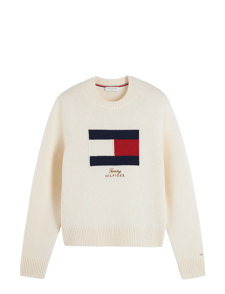 Tommy Hilfiger - GIFTING BRANDED FLAG C-NK SWT - kaschmir - ivory petal - 1