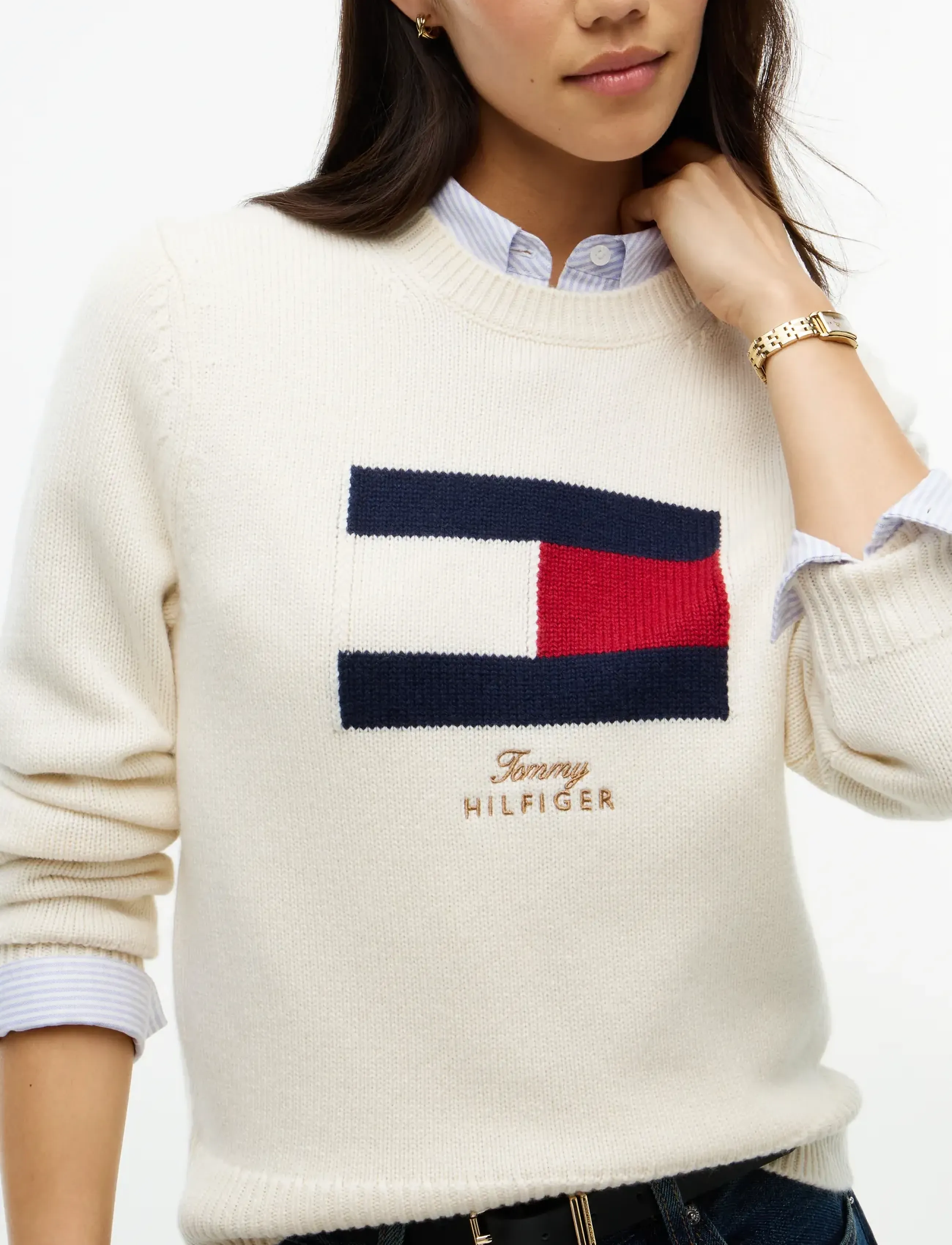 Tommy Hilfiger - GIFTING BRANDED FLAG C-NK SWT - kaschmir - ivory petal - 3