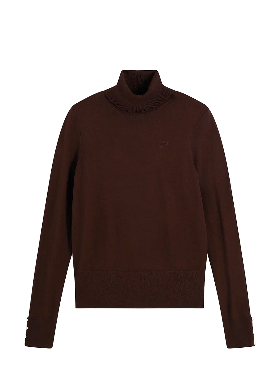 Tommy Hilfiger - MERINO LS TURTLE NK SWT - polotröjor - chocolate - 1
