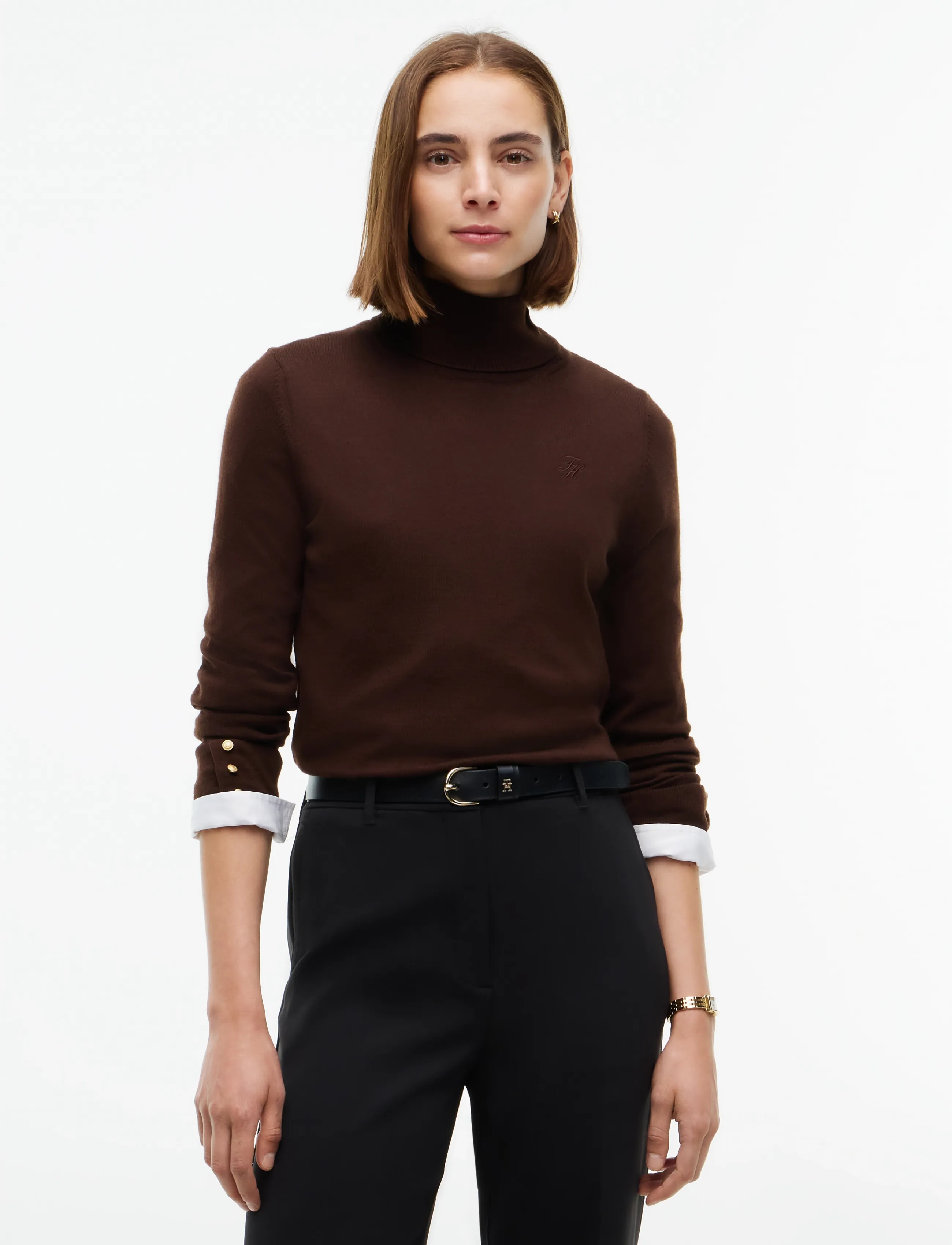 Tommy Hilfiger MERINO LS TURTLE NK SWT - Tommy Hilfiger - CHOCOLATE / brown