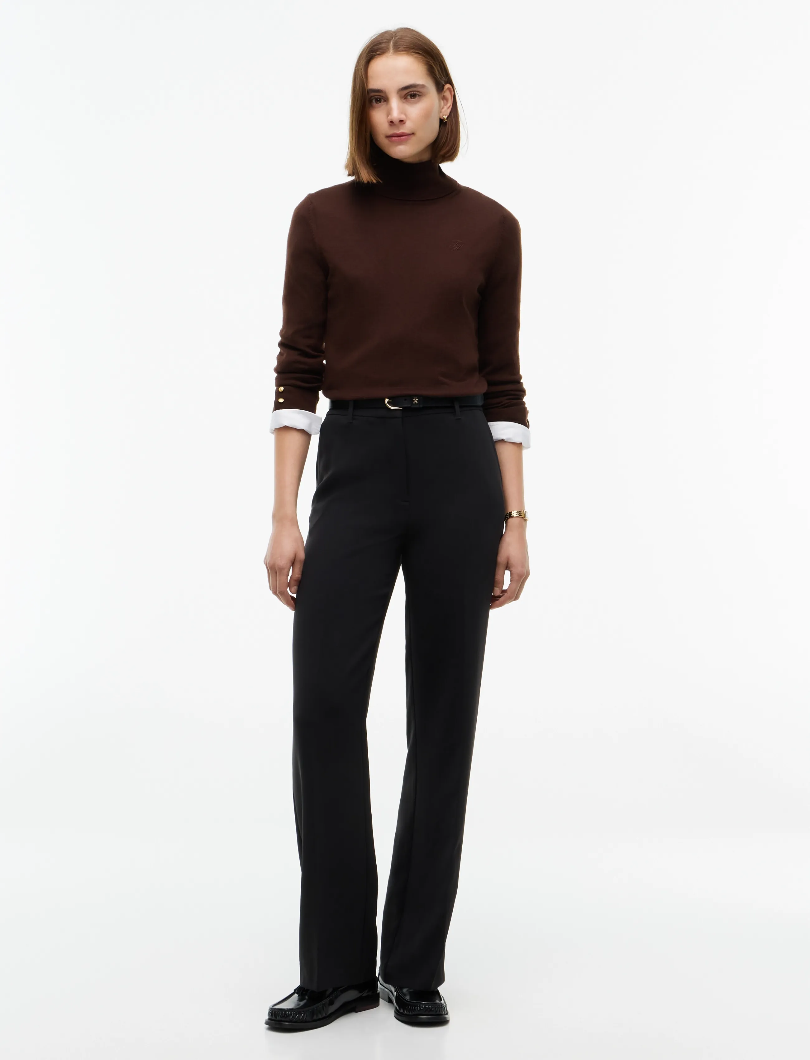 Tommy Hilfiger - MERINO LS TURTLE NK SWT - polotröjor - chocolate - 4
