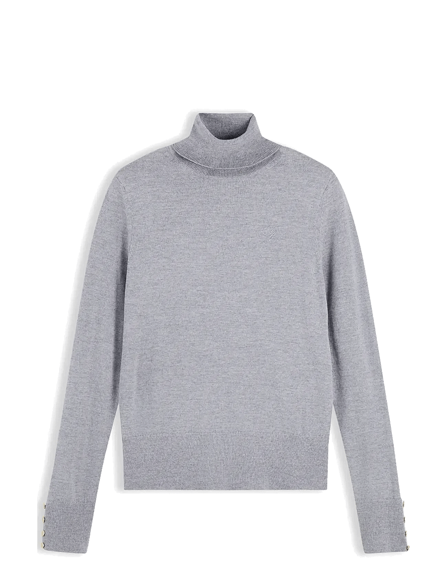 Tommy Hilfiger - MERINO LS TURTLE NK SWT - polotröjor - medium grey heather - 1