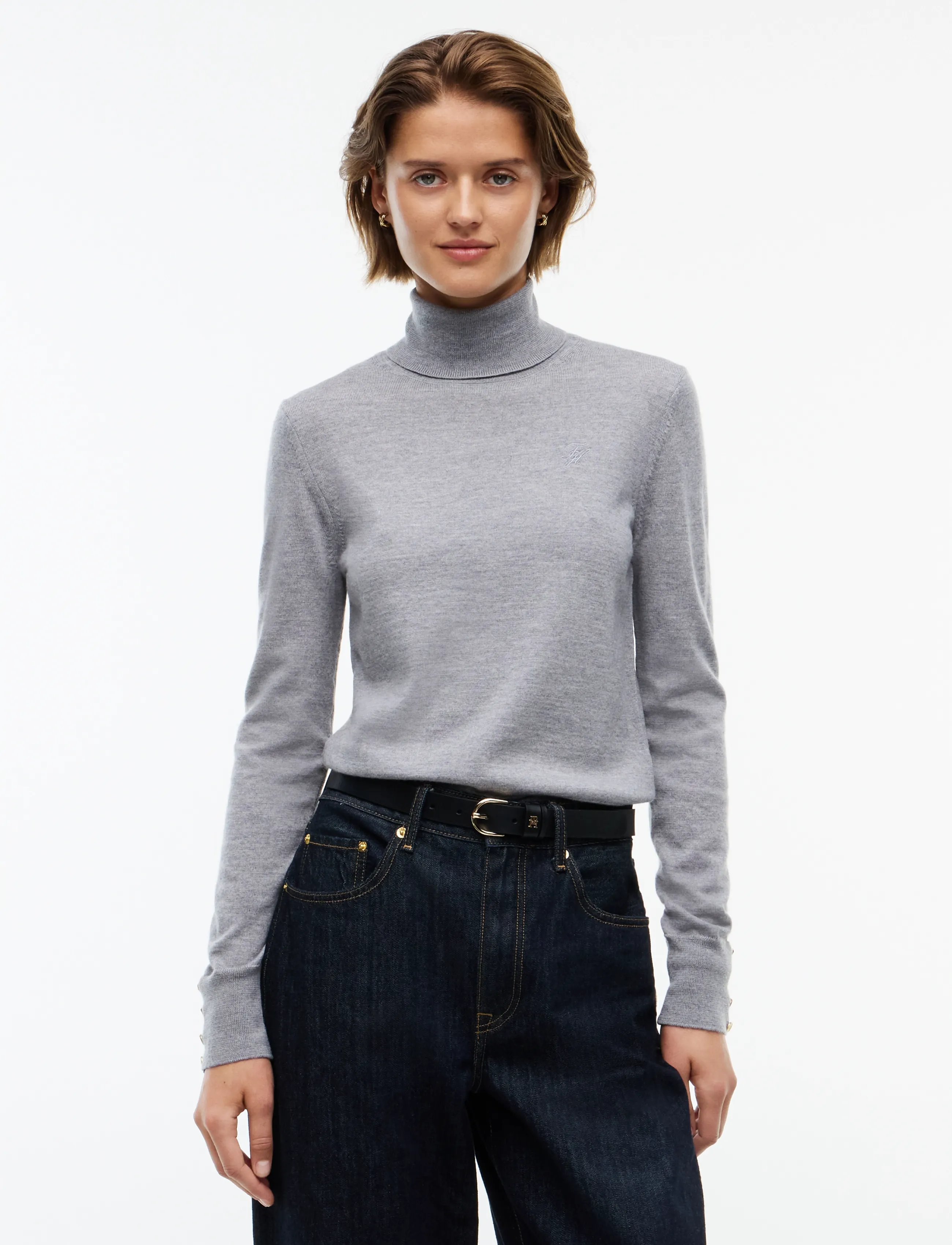 Tommy Hilfiger MERINO LS TURTLE NK SWT - Tommy Hilfiger - MEDIUM GREY HEATHER / grey