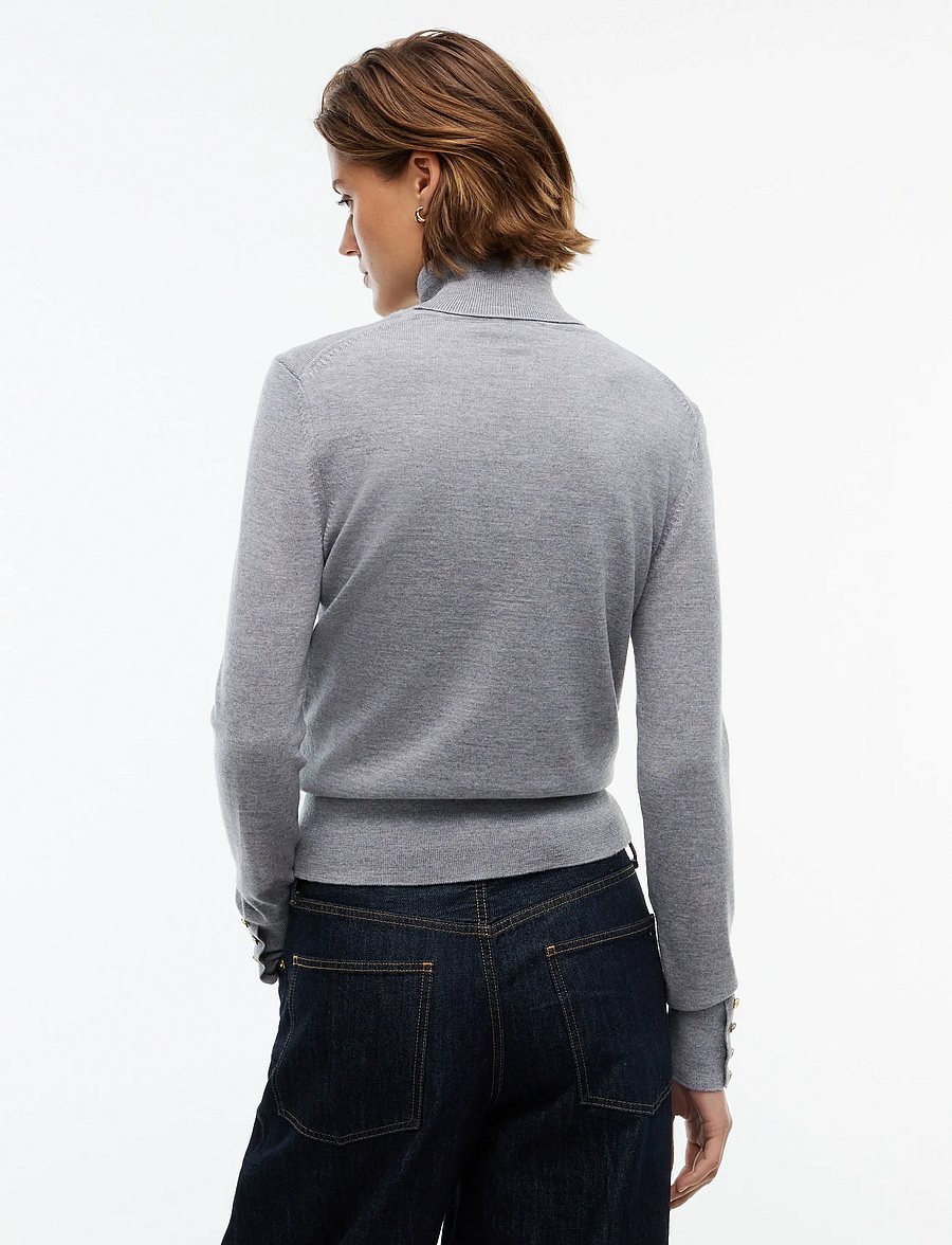 Tommy Hilfiger - MERINO LS TURTLE NK SWT - polotröjor - medium grey heather - 2