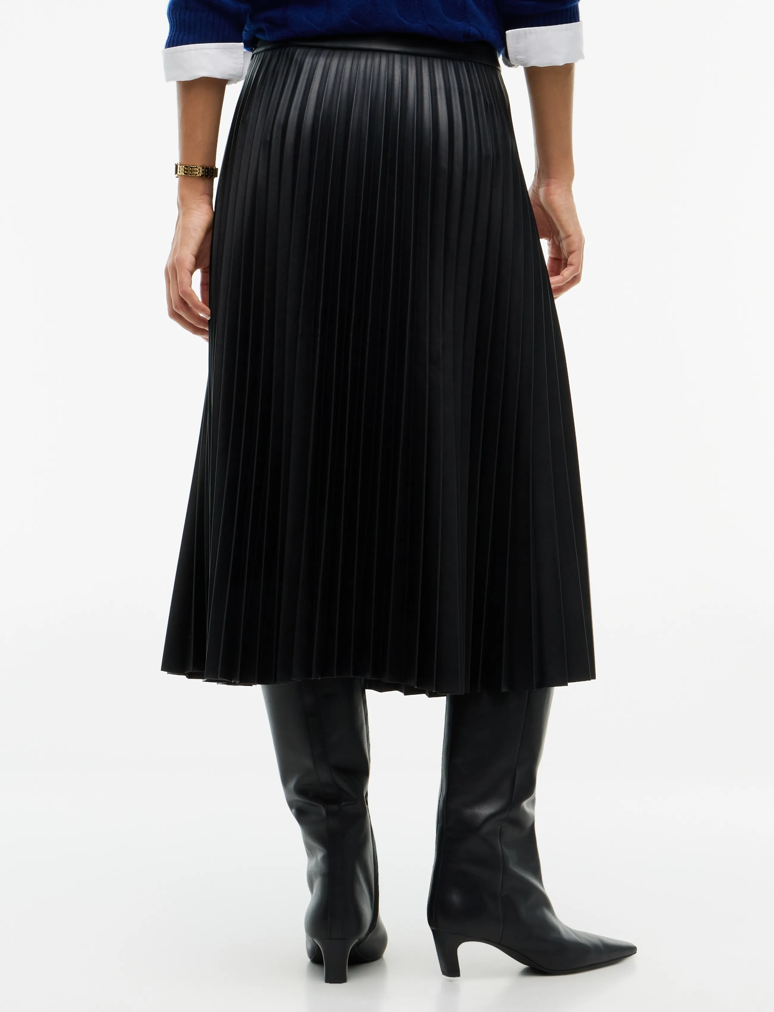 Tommy Hilfiger - FAUX LEATHER MIDI PLEATED SKIRT - pleated skirts - black - 2