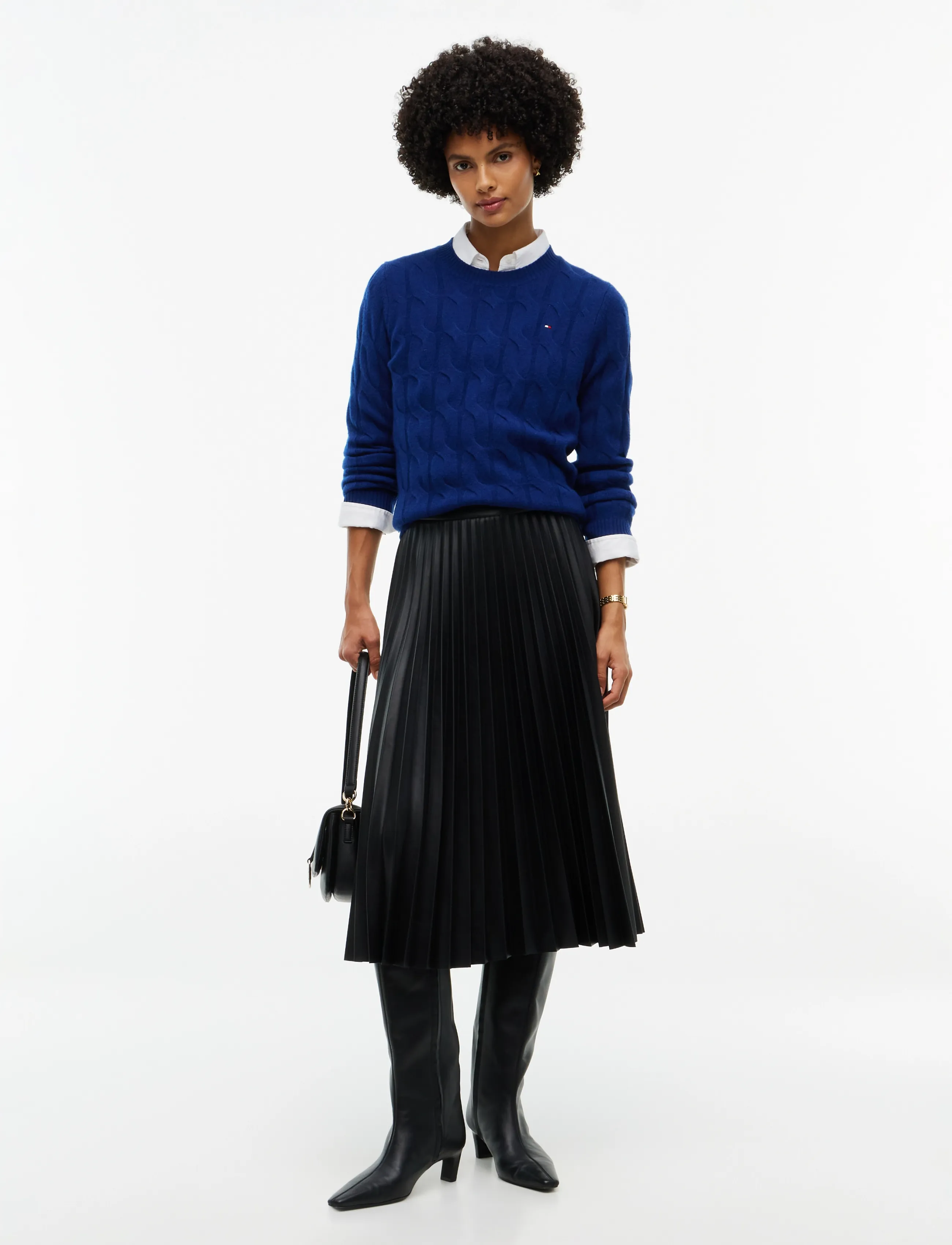 Tommy Hilfiger - FAUX LEATHER MIDI PLEATED SKIRT - pleated skirts - black - 3