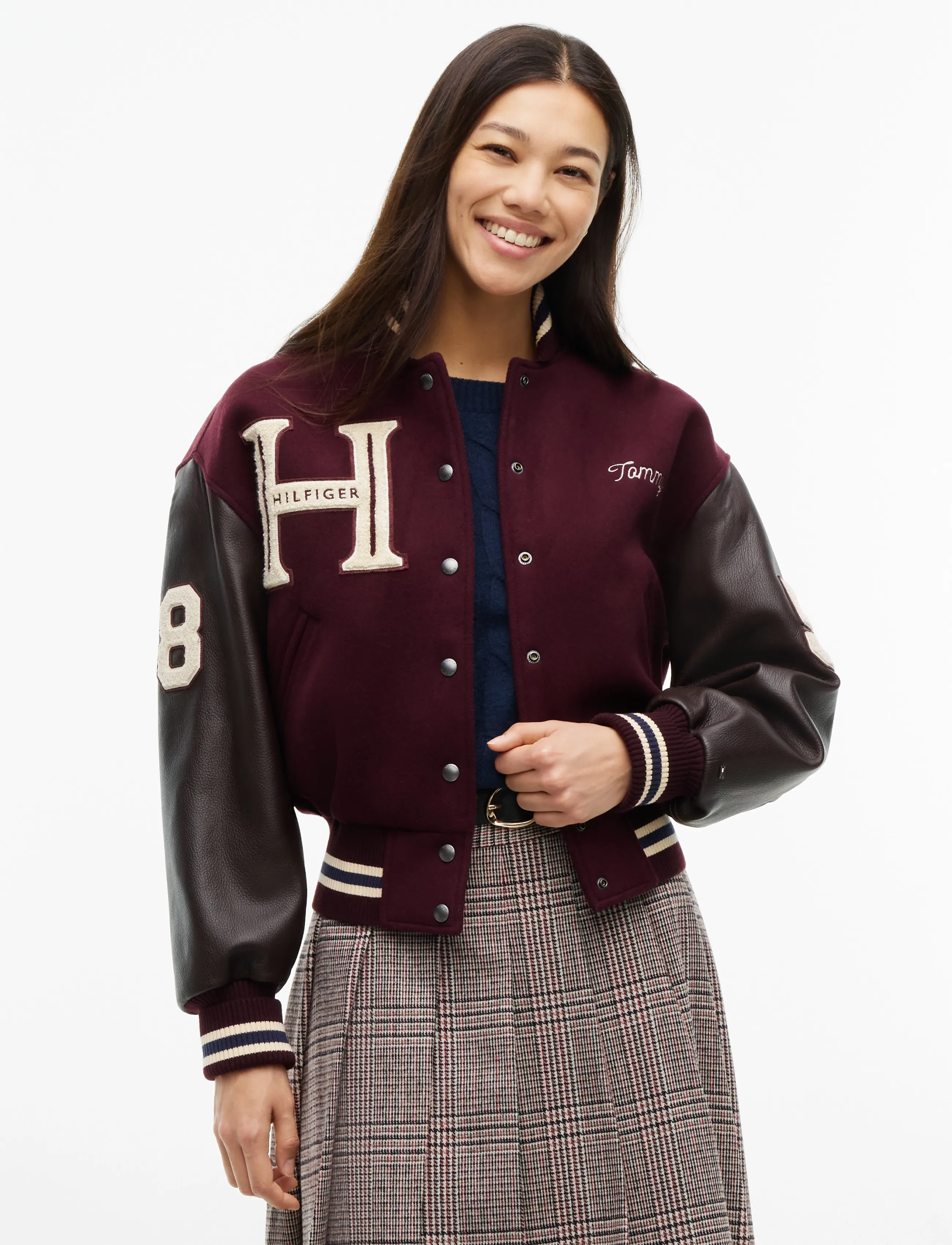 Tommy Hilfiger WOOL LEATHER VARSITY JACKET - Jackets & Coats - DEEP BURGUNDY / burgundy