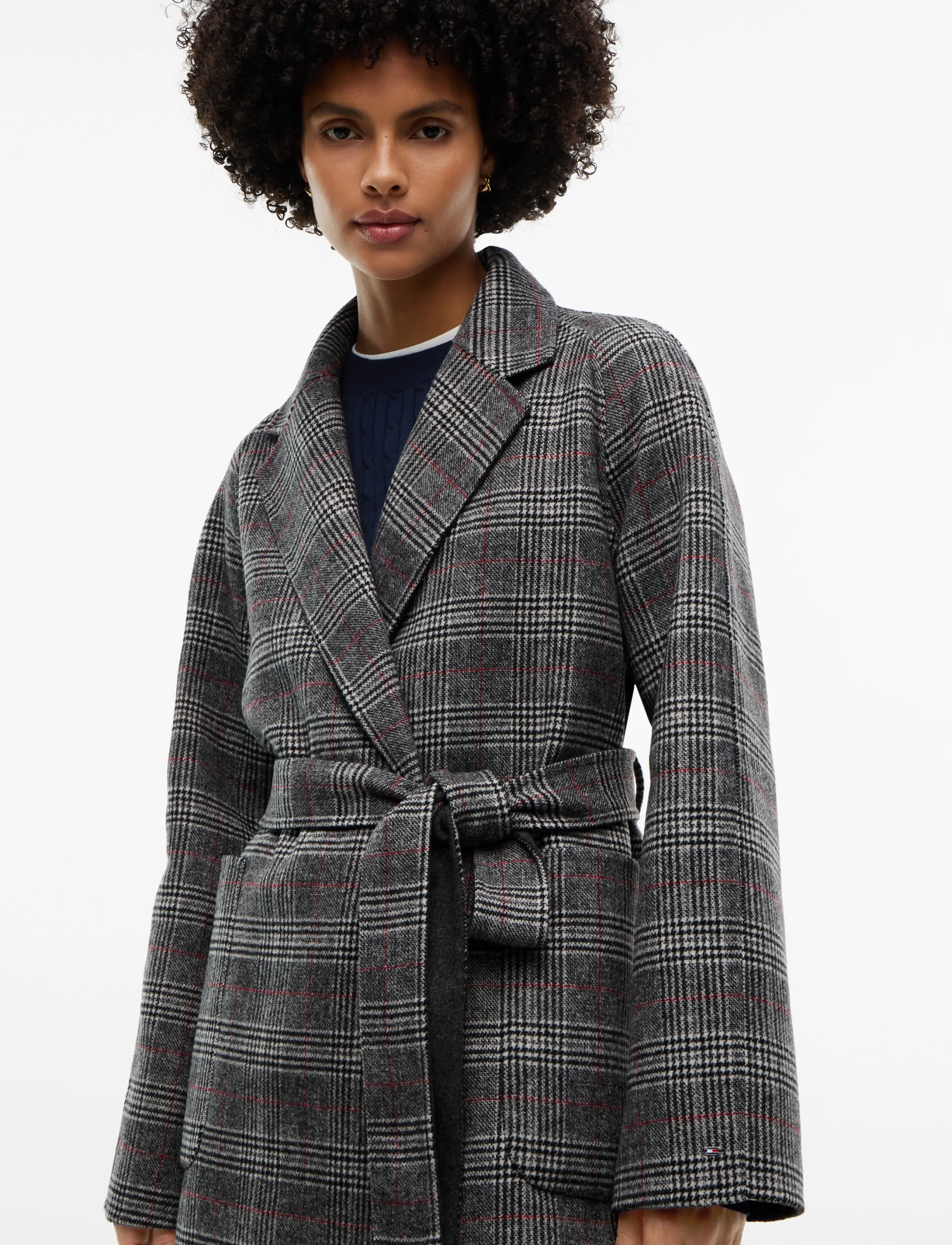 Tommy Hilfiger - DF WOOL REG BELTED CHECKED COAT - talvejoped - rwb check - 4