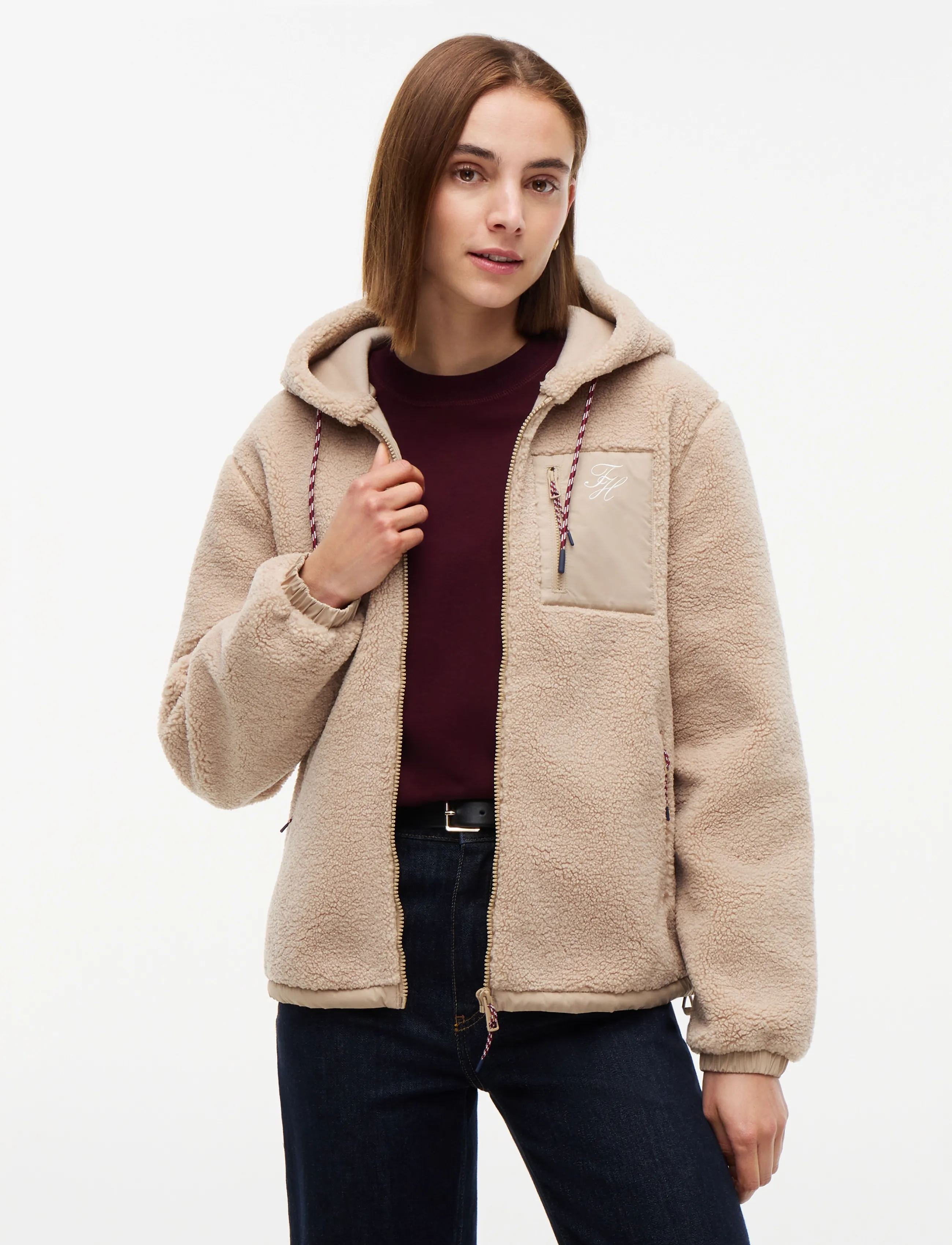 Tommy Hilfiger TEDDY HOOD JACKET - Tommy Hilfiger - BEIGE / beige