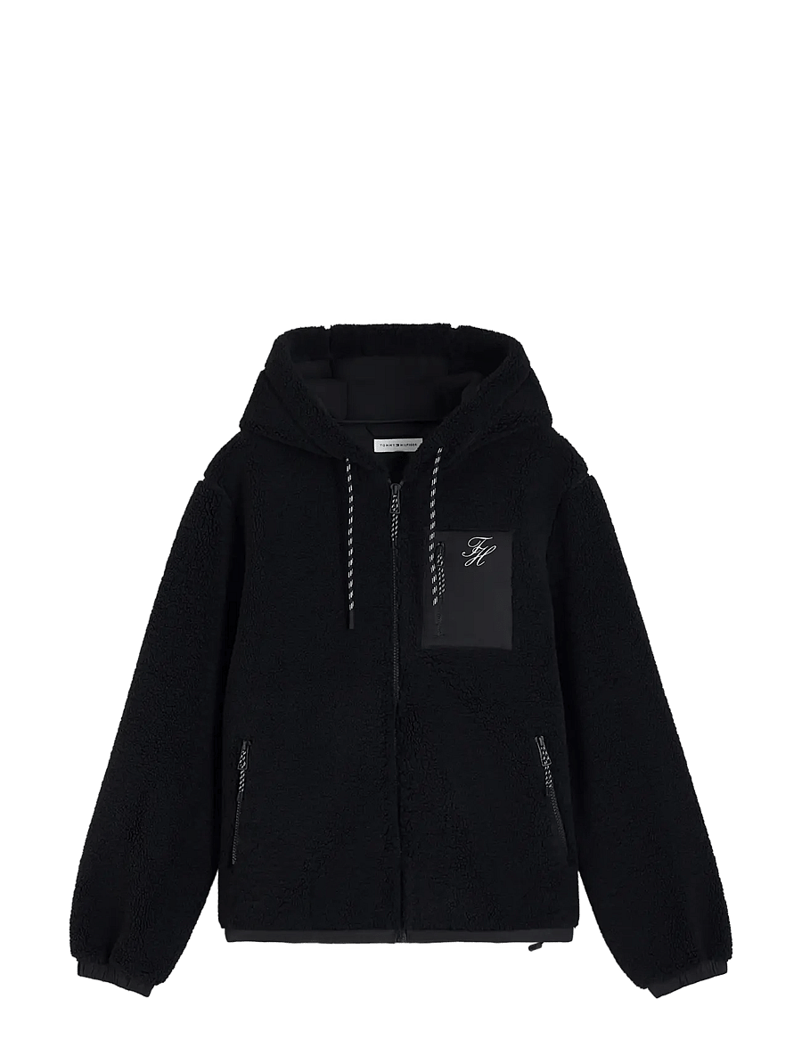 Tommy Hilfiger - TEDDY HOOD JACKET - tops - black - 1