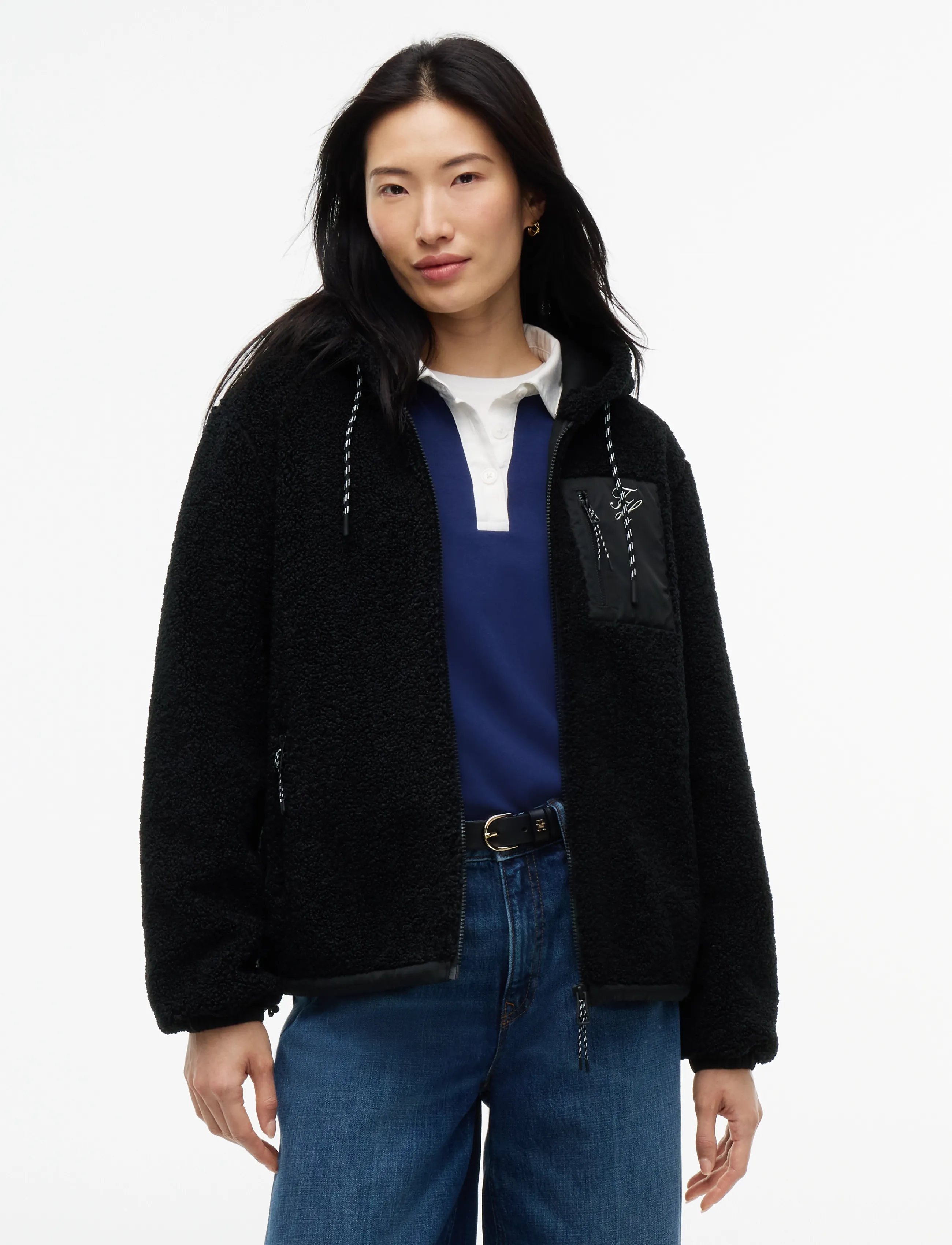 Tommy Hilfiger TEDDY HOOD JACKET - Tommy Hilfiger - BLACK / black