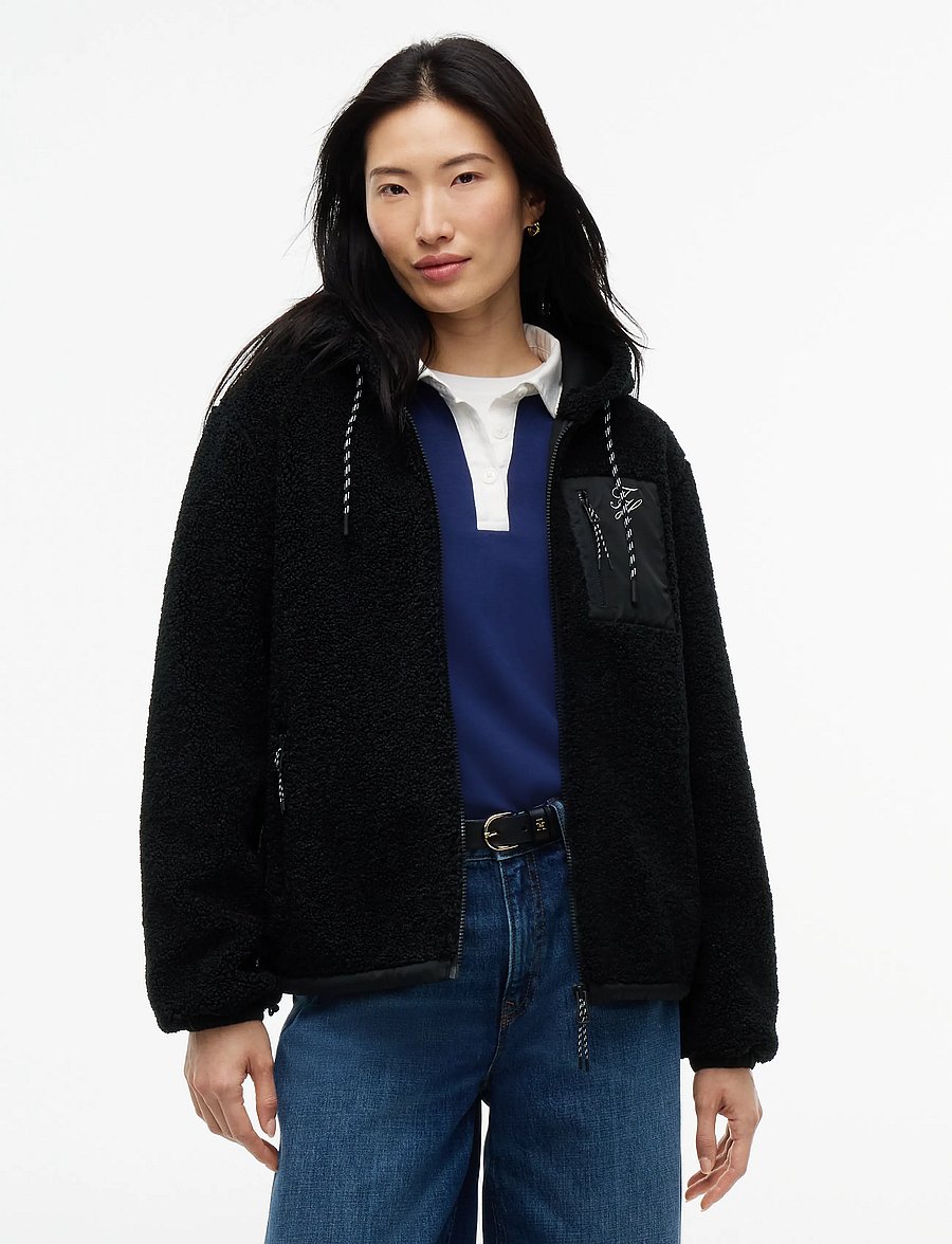 Tommy Hilfiger - TEDDY HOOD JACKET - tops - black - 0
