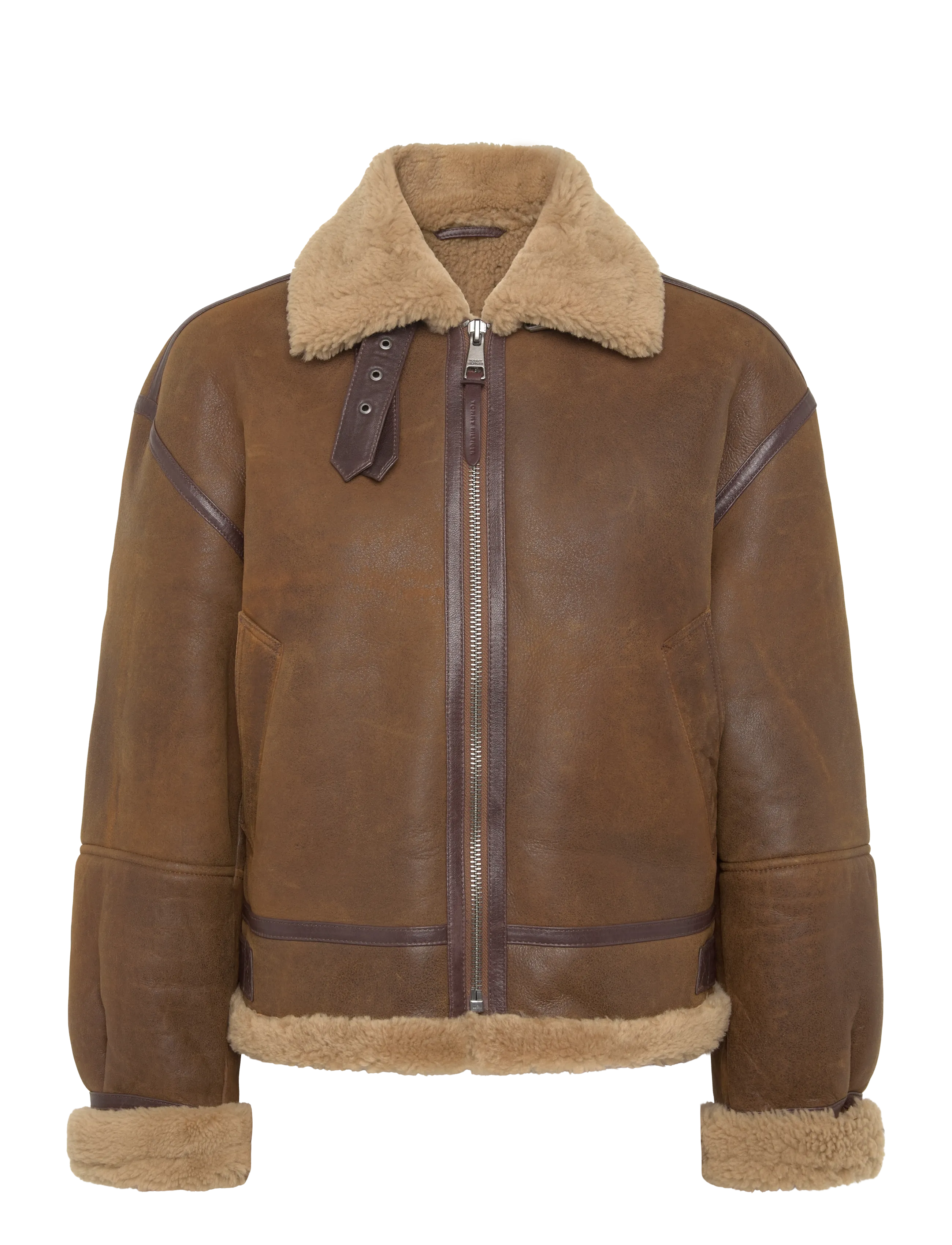 Tommy Hilfiger - SHEARLING COAT - lederjacken - natural cognac - 1