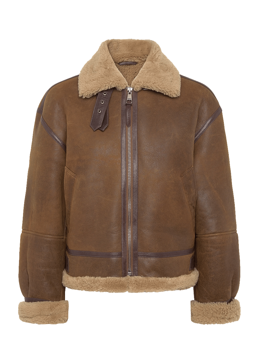 Tommy Hilfiger - SHEARLING COAT - lederjacken - natural cognac - 1