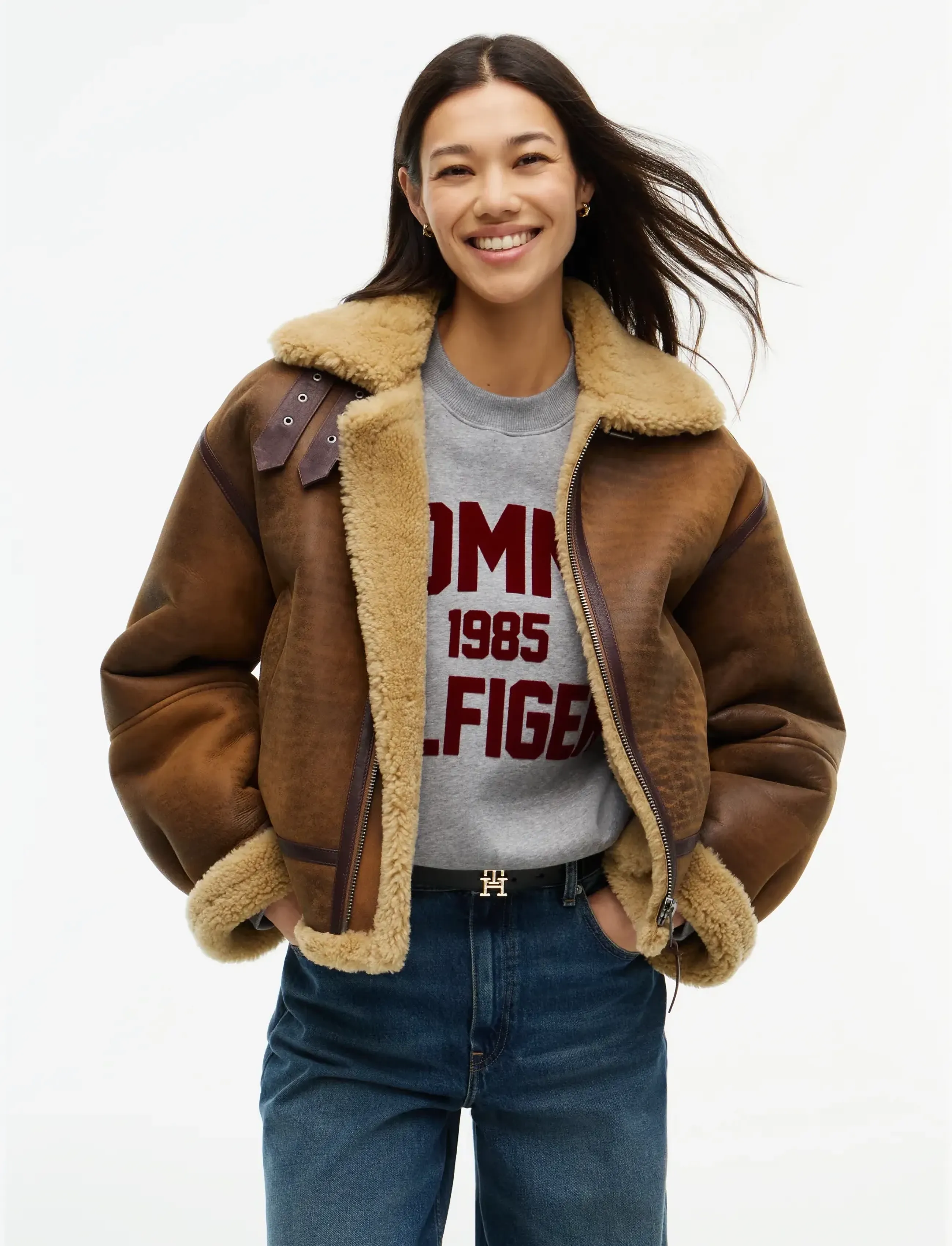 Tommy Hilfiger SHEARLING COAT - Jacken - NATURAL COGNAC / brown