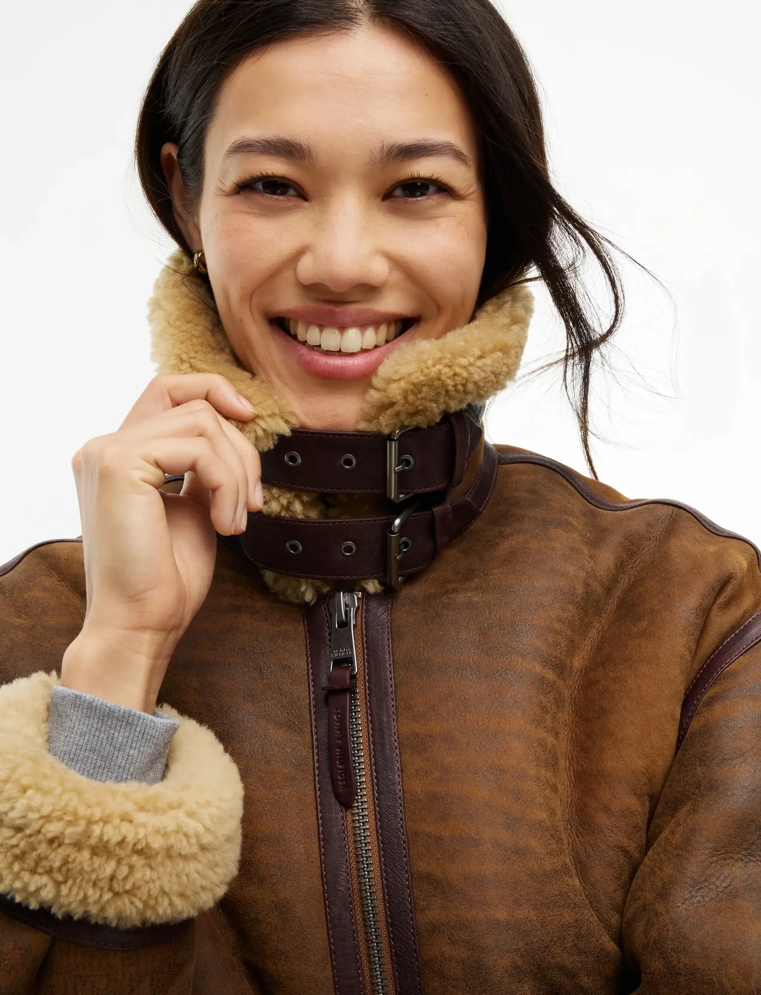 Tommy Hilfiger - SHEARLING COAT - lederjacken - natural cognac - 4