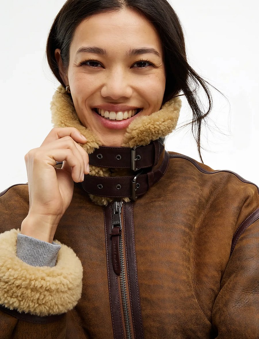 Tommy Hilfiger - SHEARLING COAT - lederjacken - natural cognac - 4