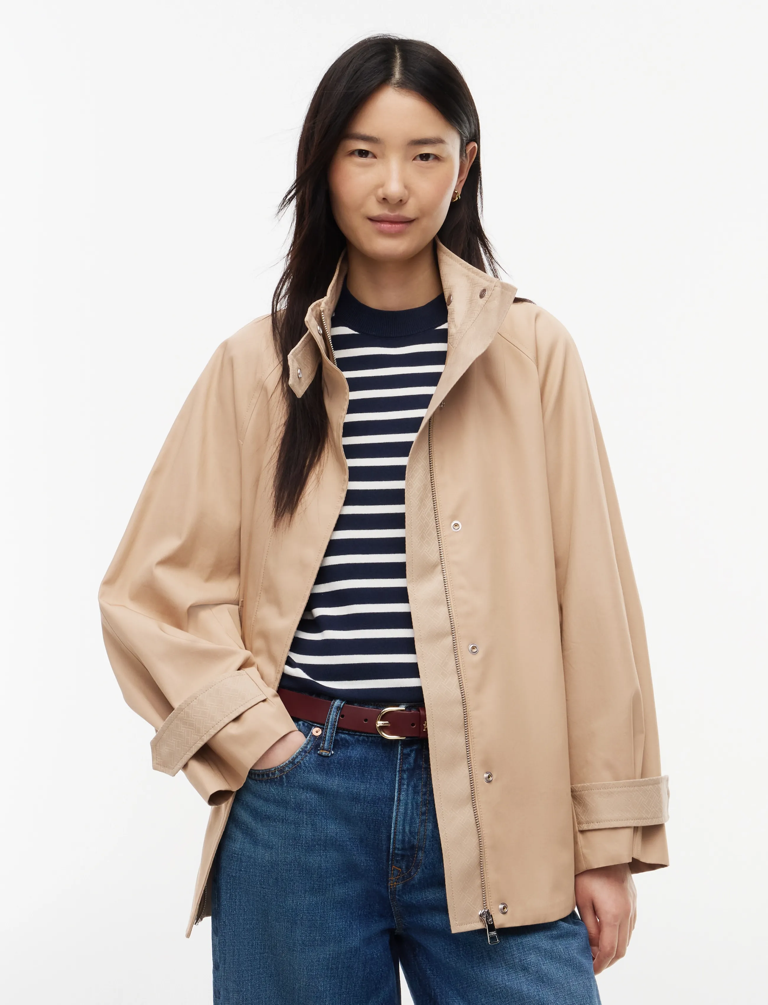 Tommy Hilfiger Cotton Cape Coat, Kvinder, Kappe Frakke, Beige, Str: XS
