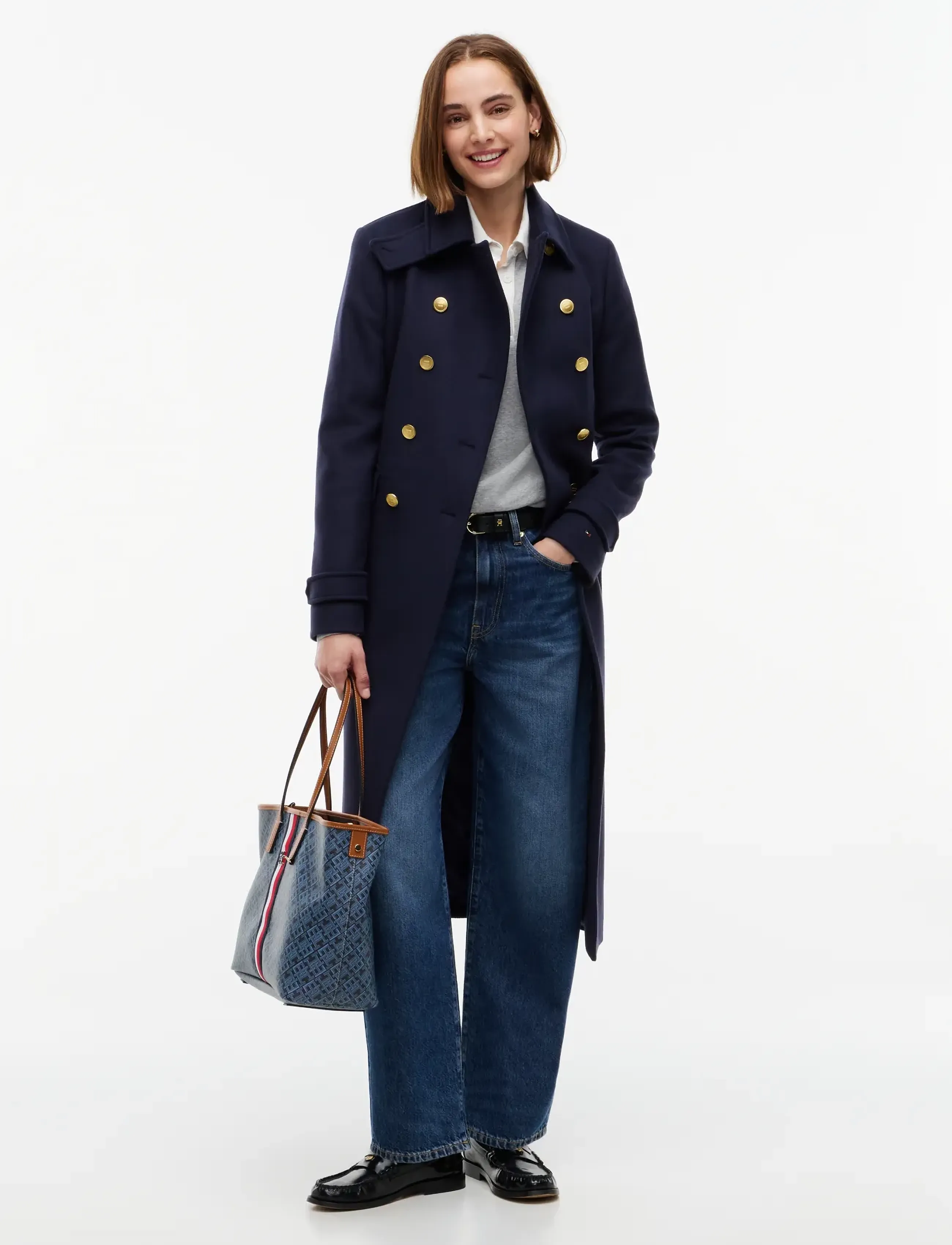 Tommy Hilfiger WOOL MAXI NAVAL W/ GOLD BUTTON - Kleidung - DARK BLUE / navy