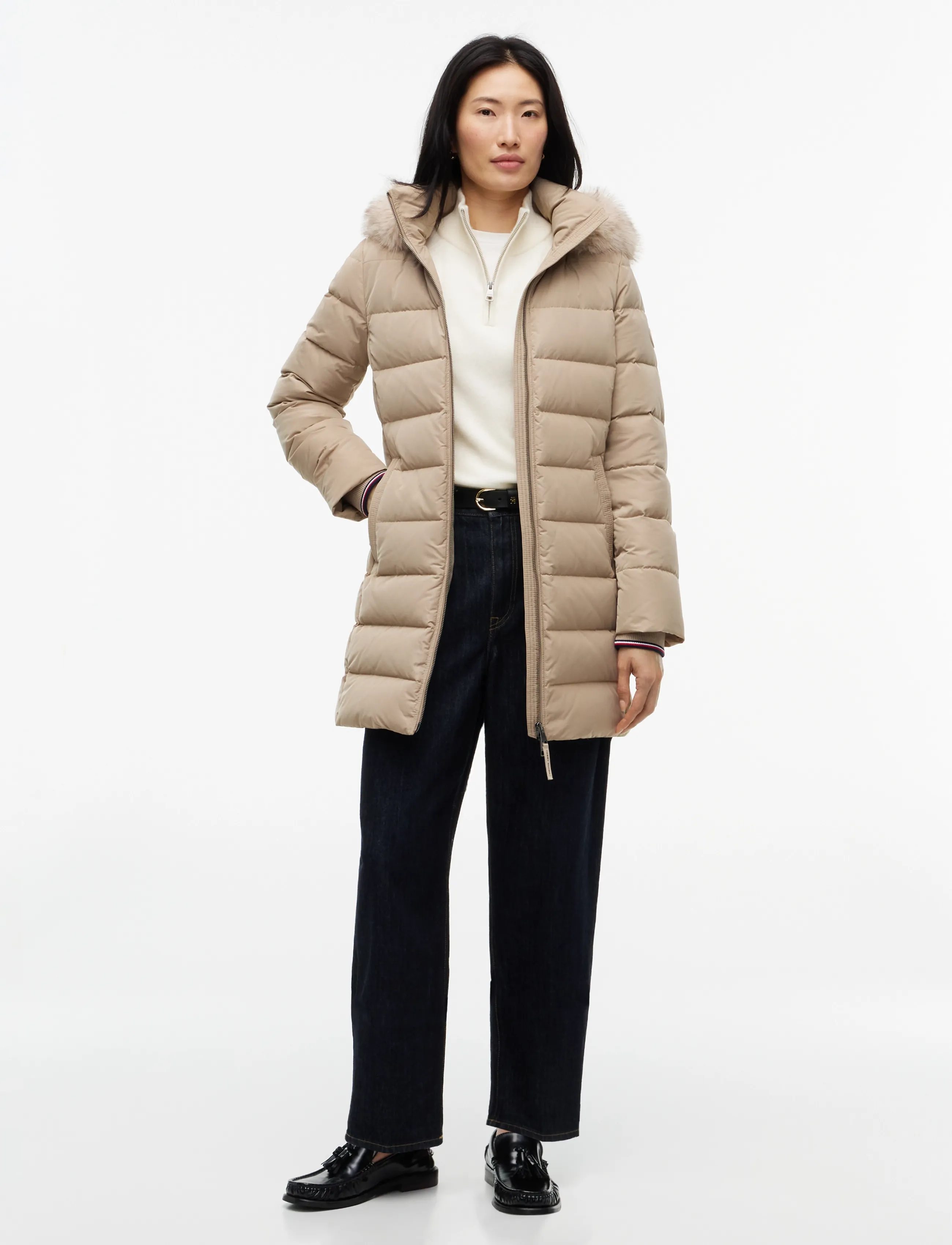 Tommy Hilfiger DOWN HERITAGE TYRA COAT - Winterjacken - LIMESTONE SHADE / beige