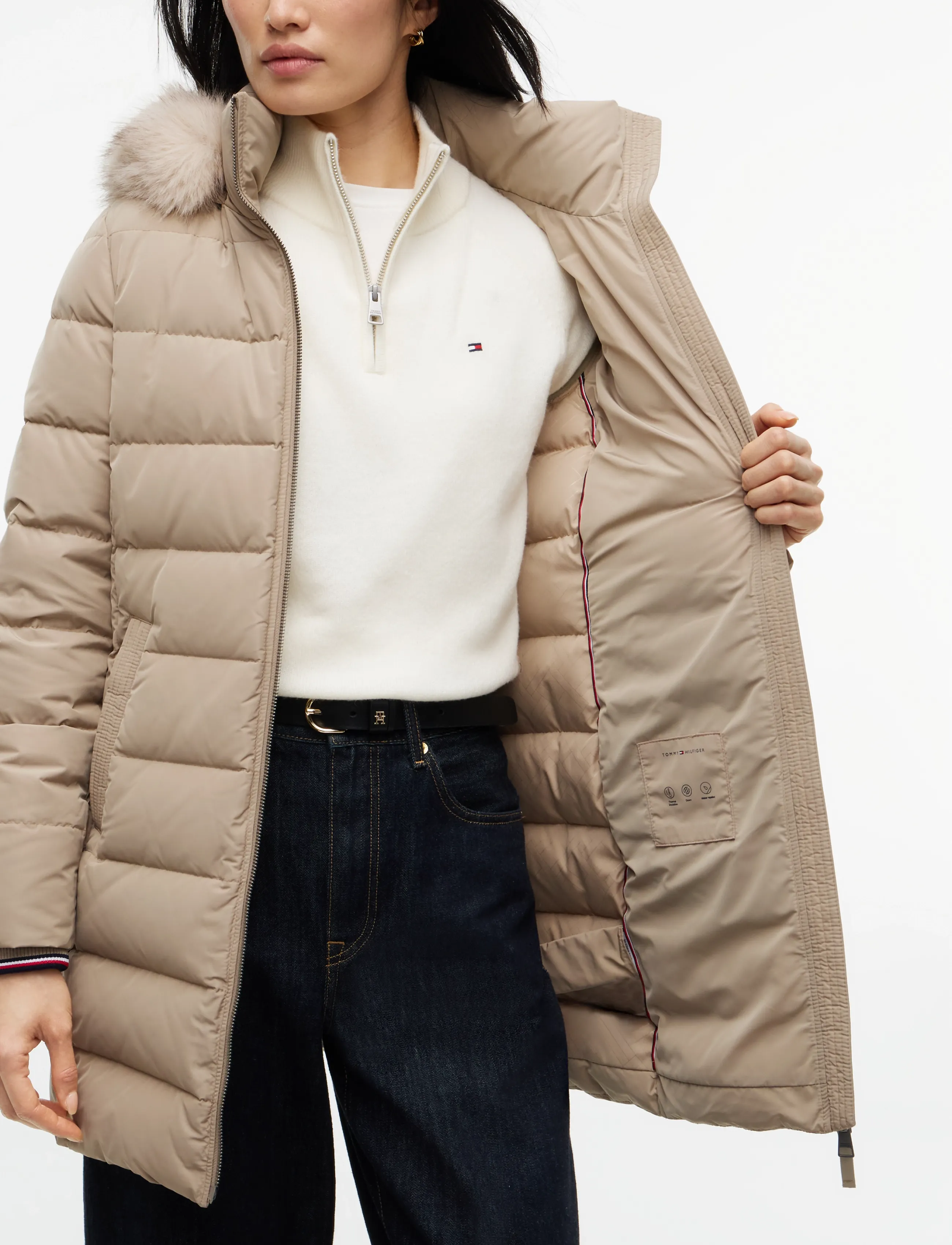Tommy Hilfiger - DOWN HERITAGE TYRA COAT - limestone shade - 3