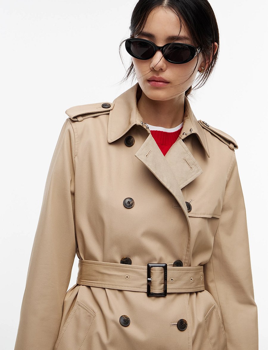 Tommy Hilfiger - COTTON MONOGRAM TRENCH - trenchcoats - beige - 4