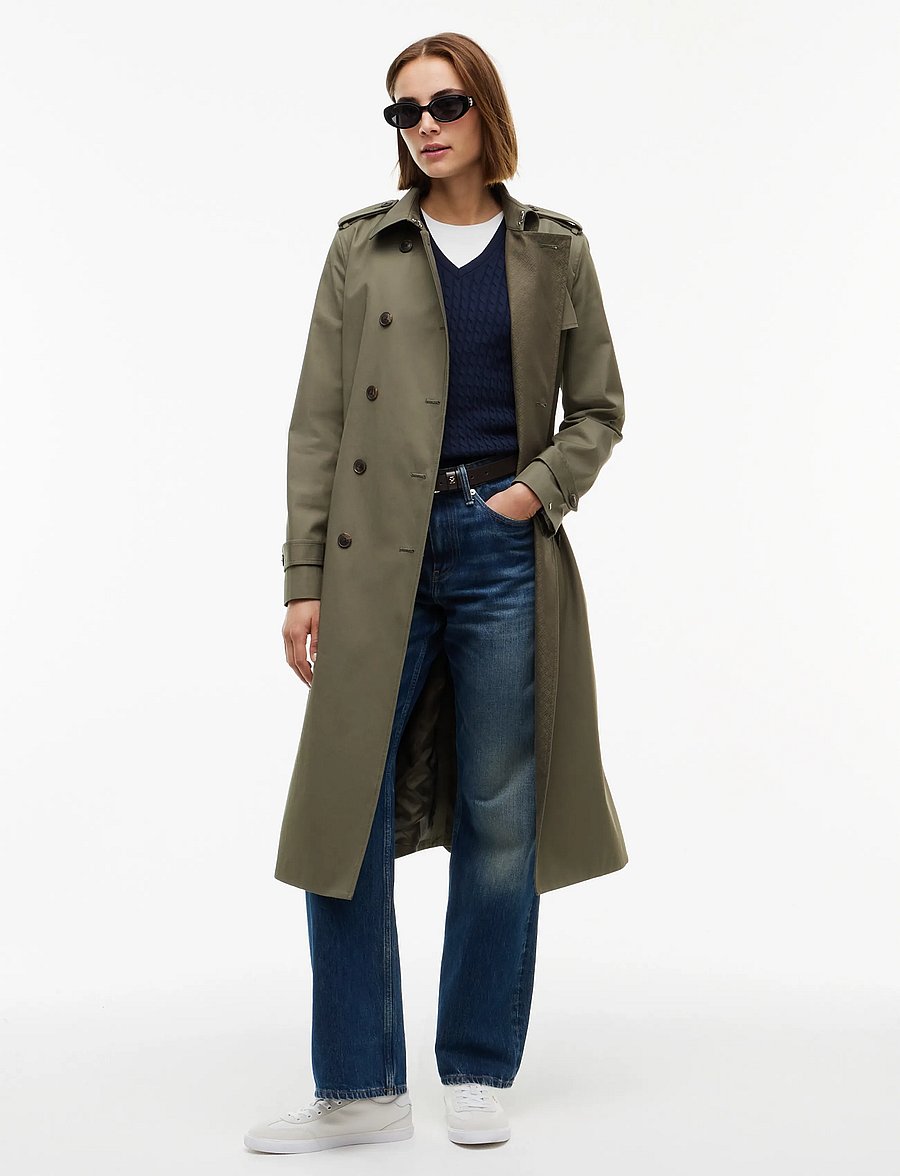 Tommy Hilfiger - COTTON MONOGRAM TRENCH - trench coats - ghost fern - 0