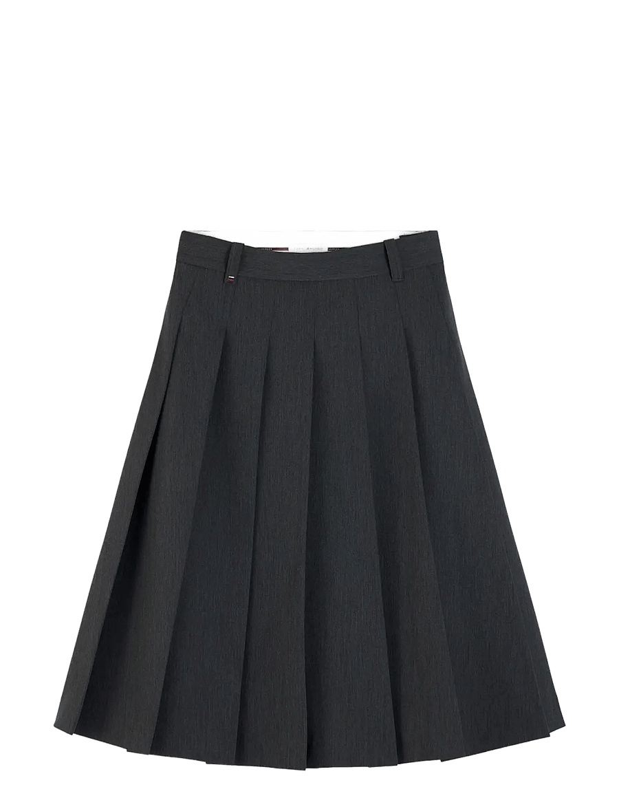 Tommy Hilfiger - VISCOSE KNIFE PLEAT KNEE SKIRT - plisserade kjolar - medium grey heather - 1