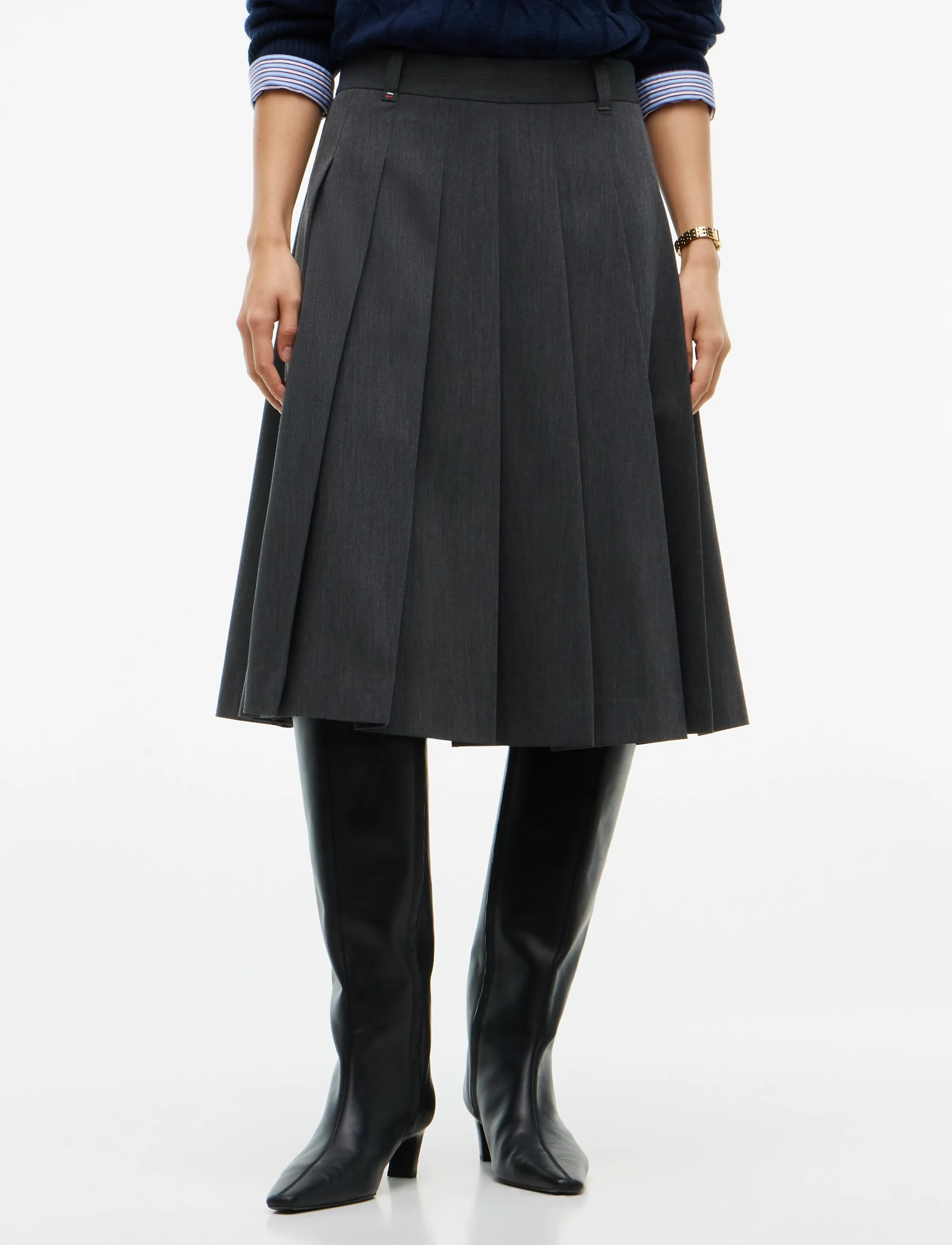 Viscose Knife Pleat Knee Skirt