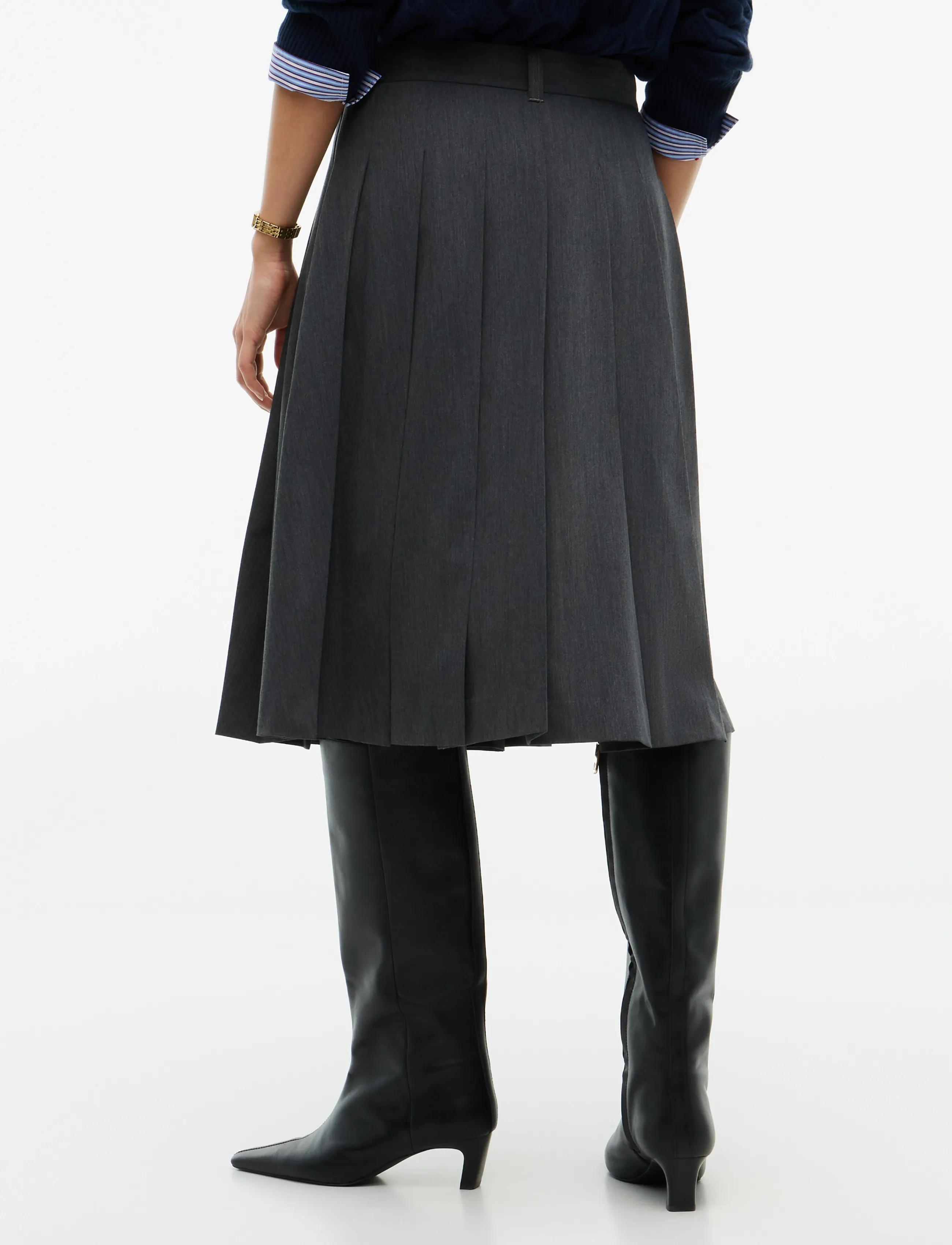Tommy Hilfiger - VISCOSE KNIFE PLEAT KNEE SKIRT - medium grey heather - 2